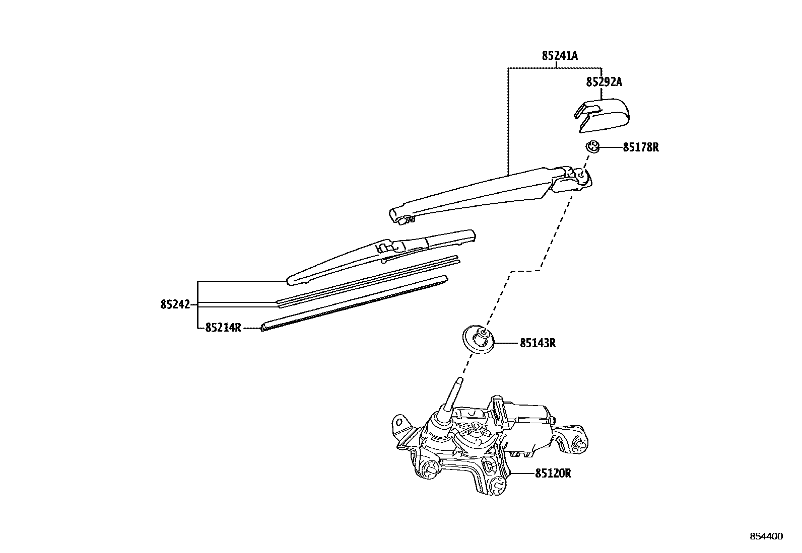 Toyota YARIS 后刮水器 EPC diagram — 854400