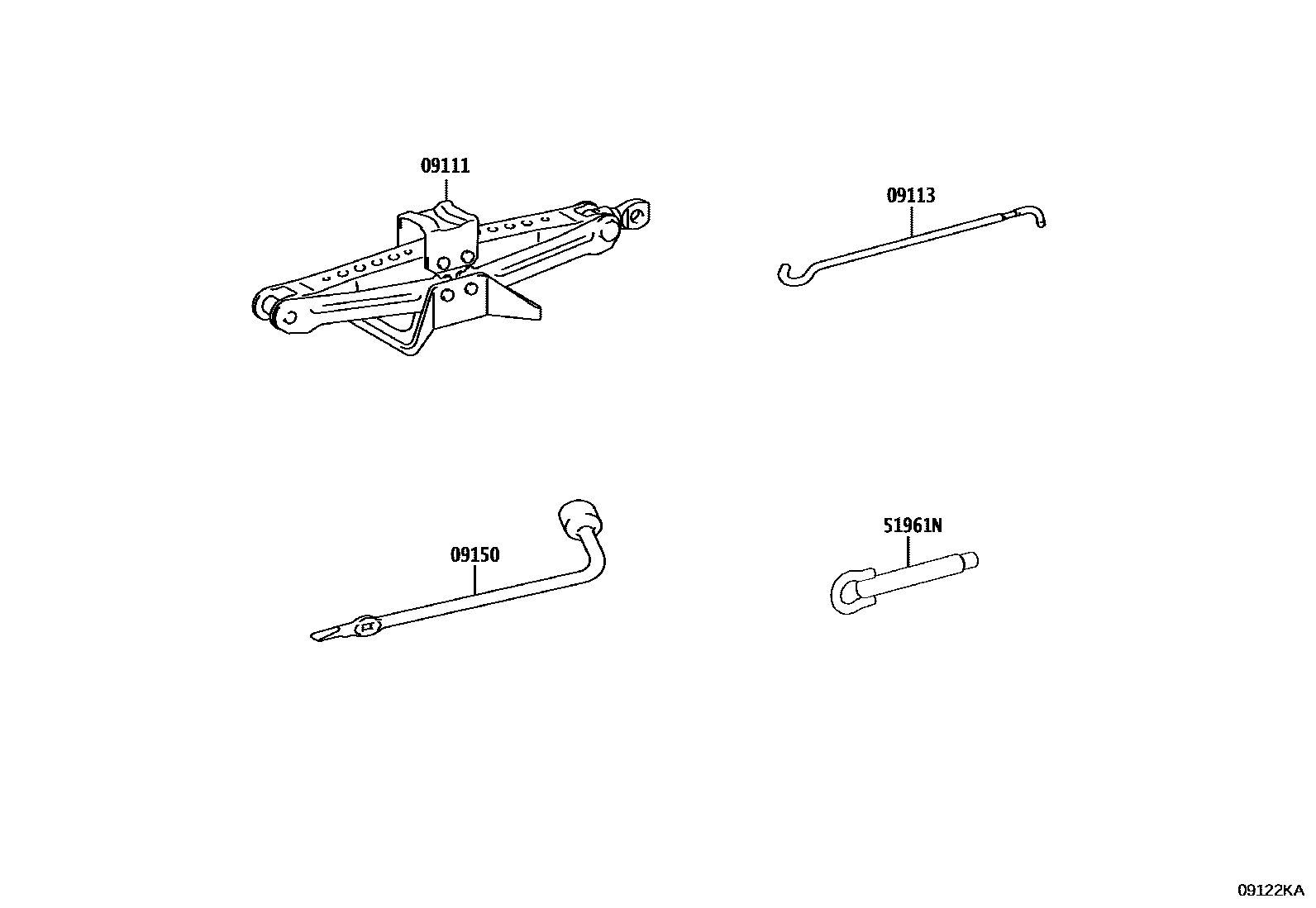 Toyota COROLLA Standard Tools EPC diagram — 09122KA