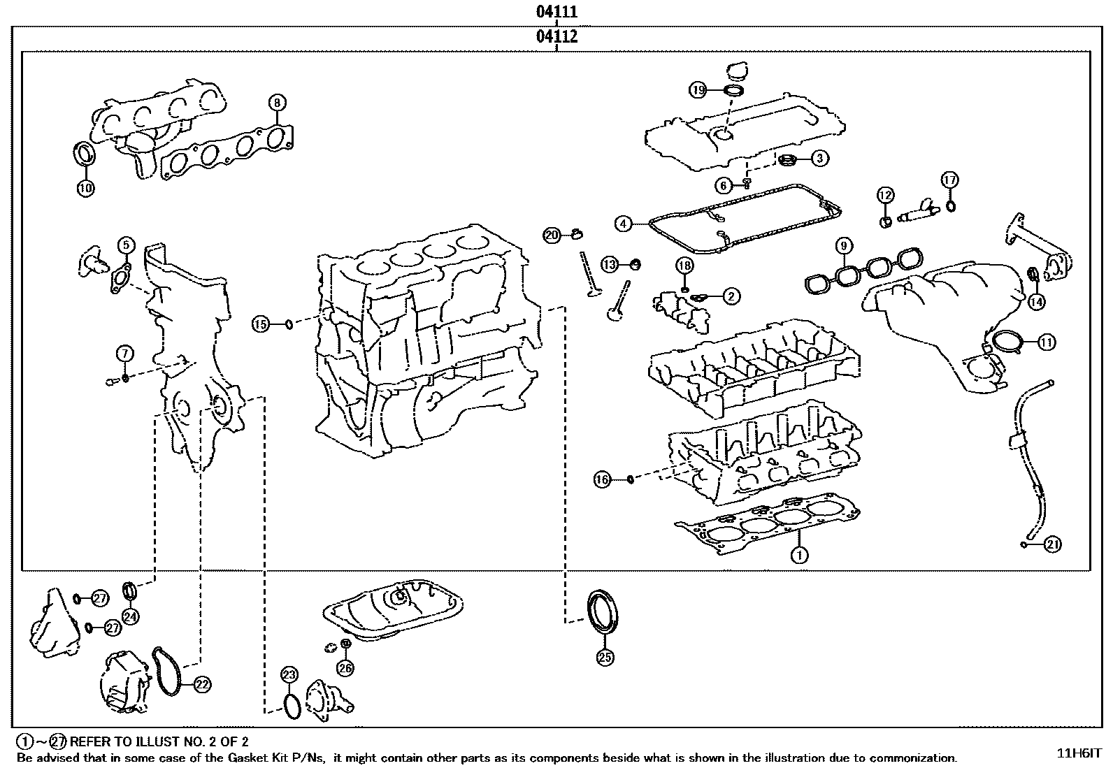 Toyota COROLLA Engine Overhaul Gasket Kit EPC diagram — 11H6IT