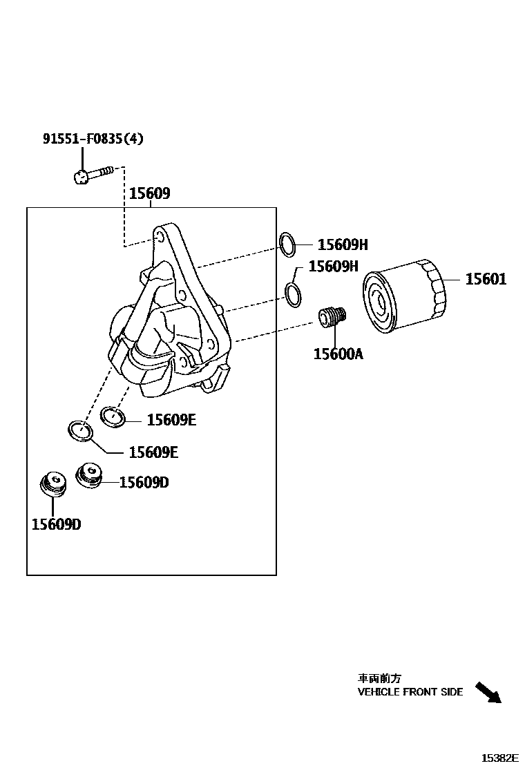 Toyota COROLLA Oil Filter EPC diagram — 15382E