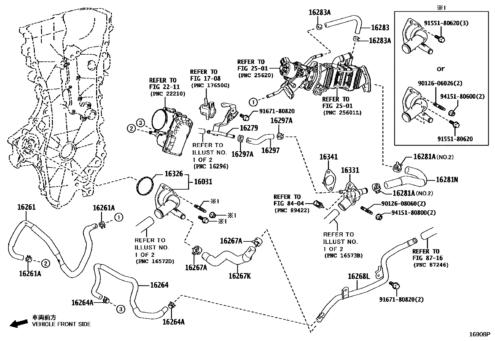 Toyota COROLLA RADIATOR & WATER OUTLET EPC diagram — 16908P