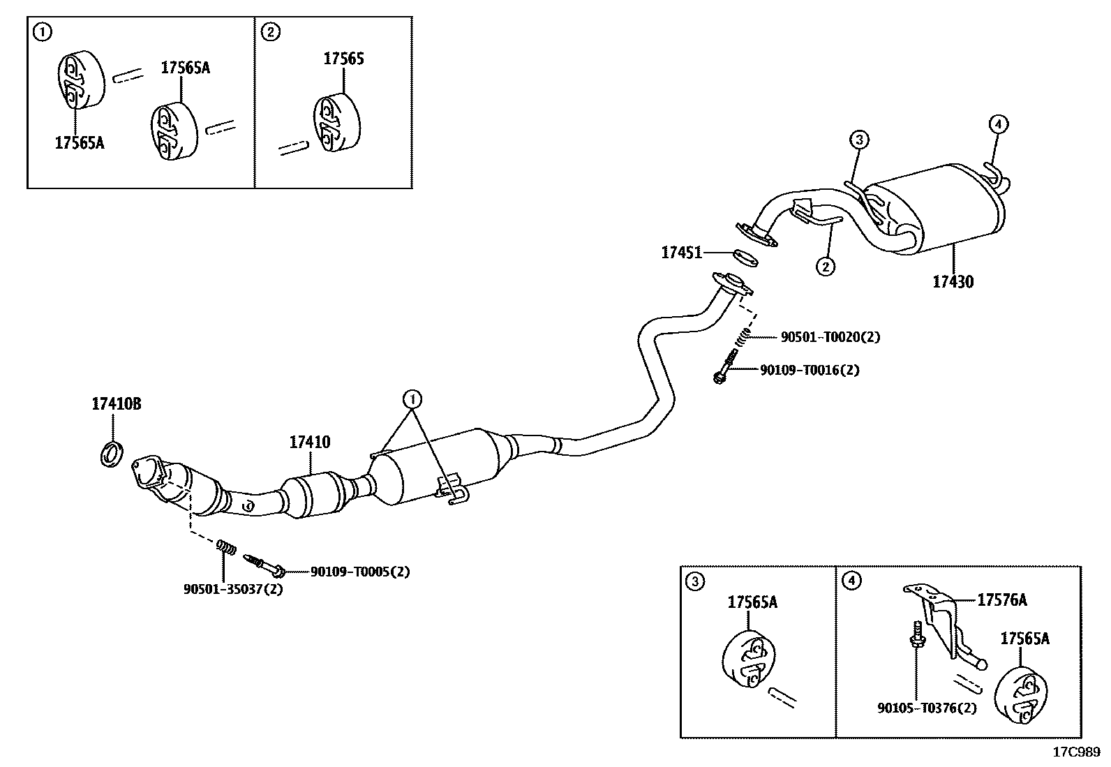 Toyota COROLLA Exhaust Pipe EPC diagram — 17C989