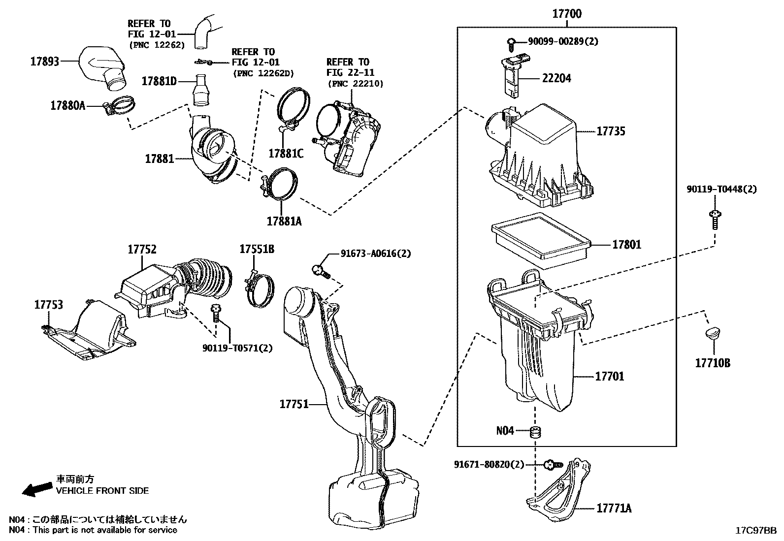 Toyota COROLLA Air Cleaner EPC diagram — 17C97BB