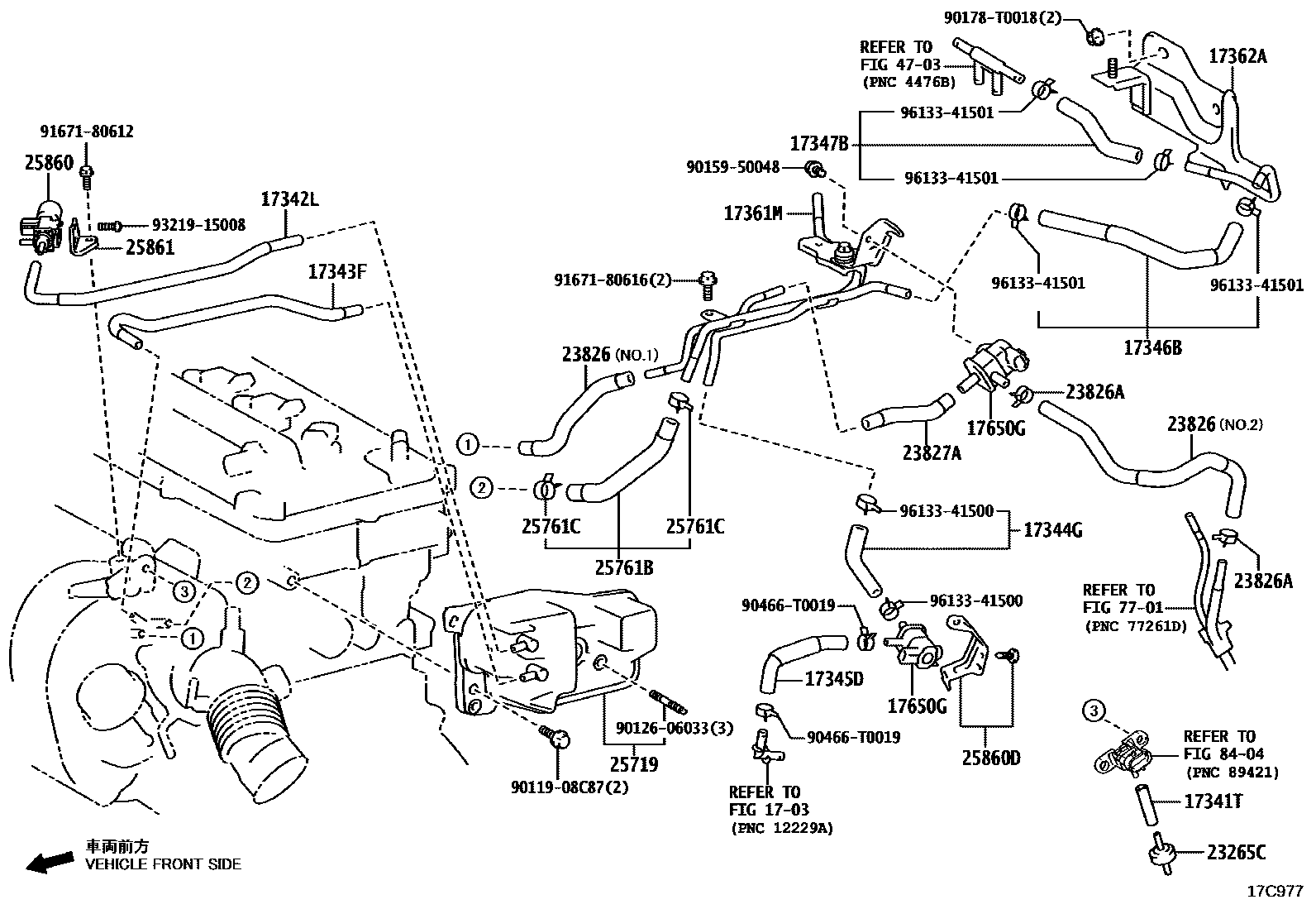 Toyota COROLLA vacuum tube EPC diagram — 17C977