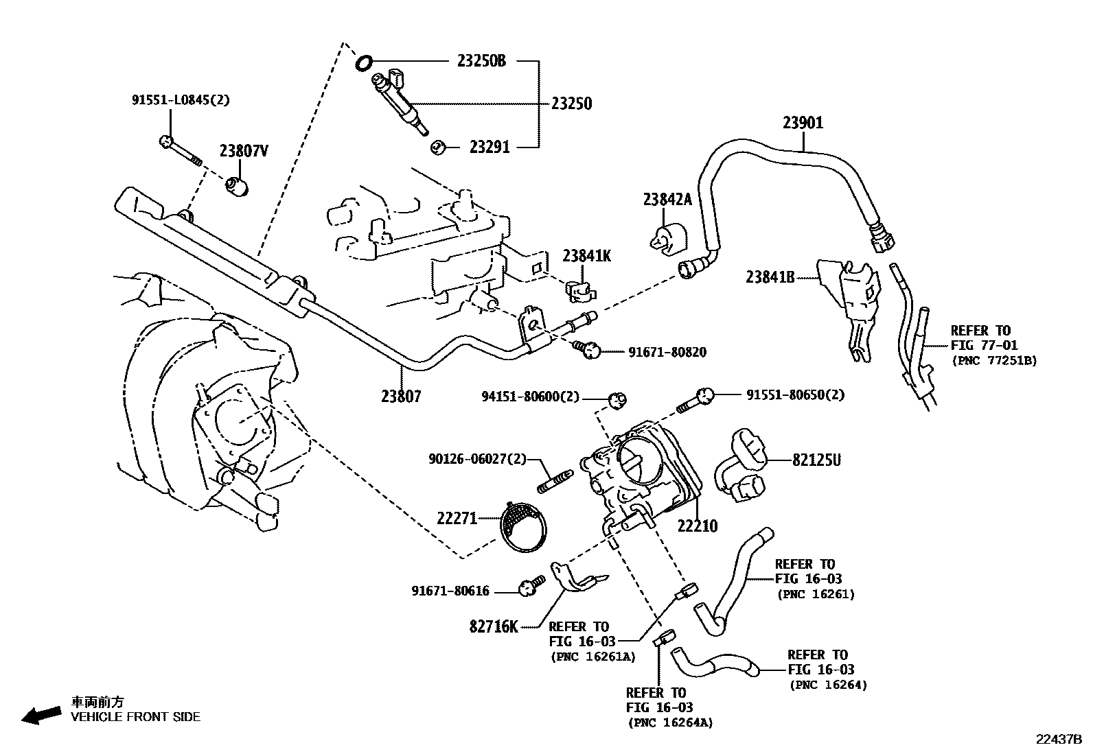 Toyota COROLLA 燃油喷射系统 EPC diagram — 22437B