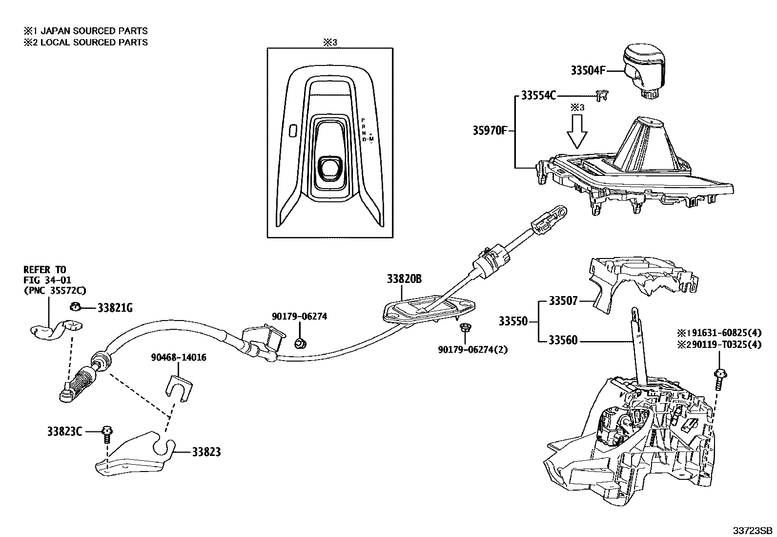 Toyota COROLLA Shift Lever & Retainer EPC diagram — 33723SB