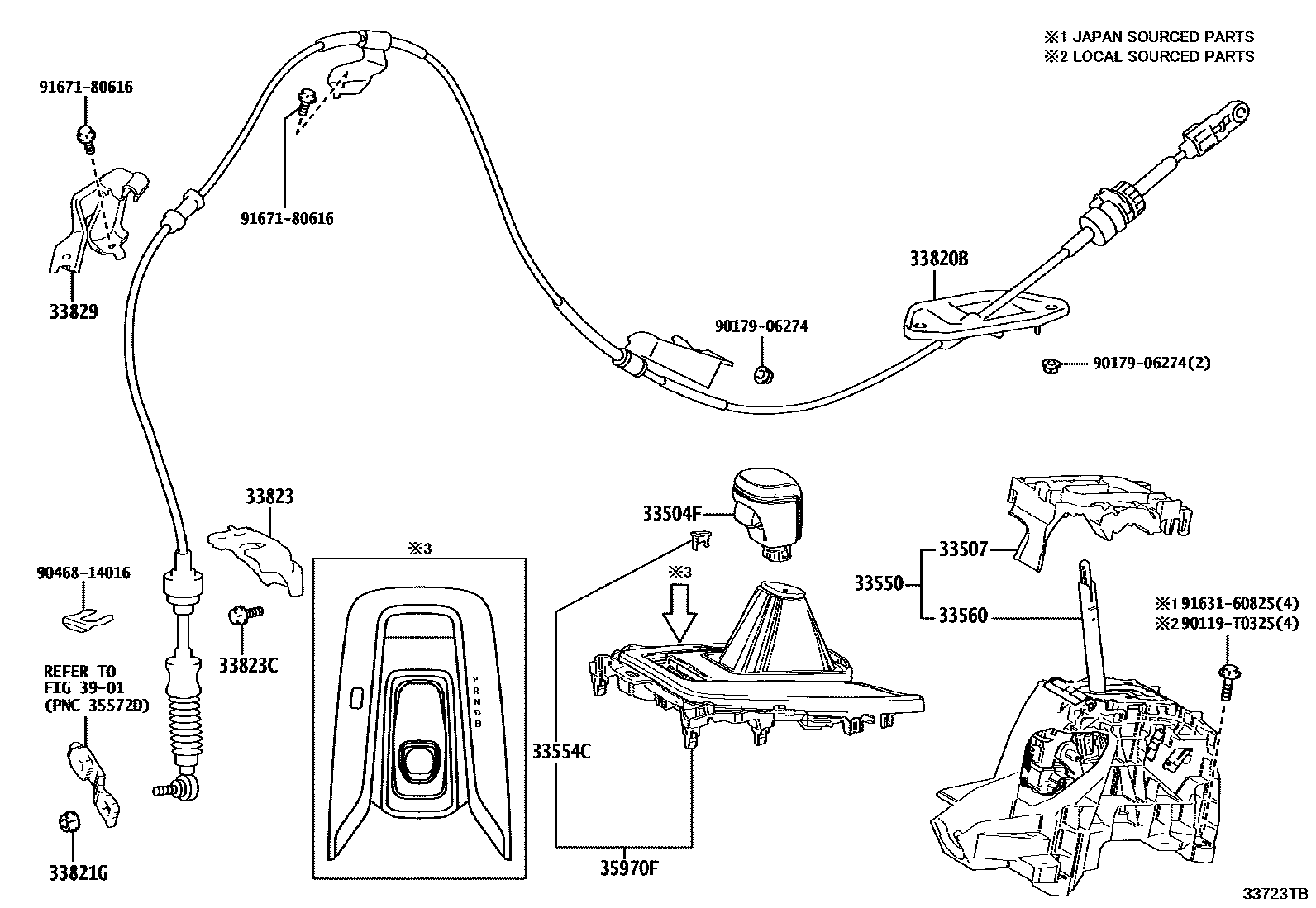 Toyota COROLLA Shift Lever & Retainer EPC diagram — 33723TB