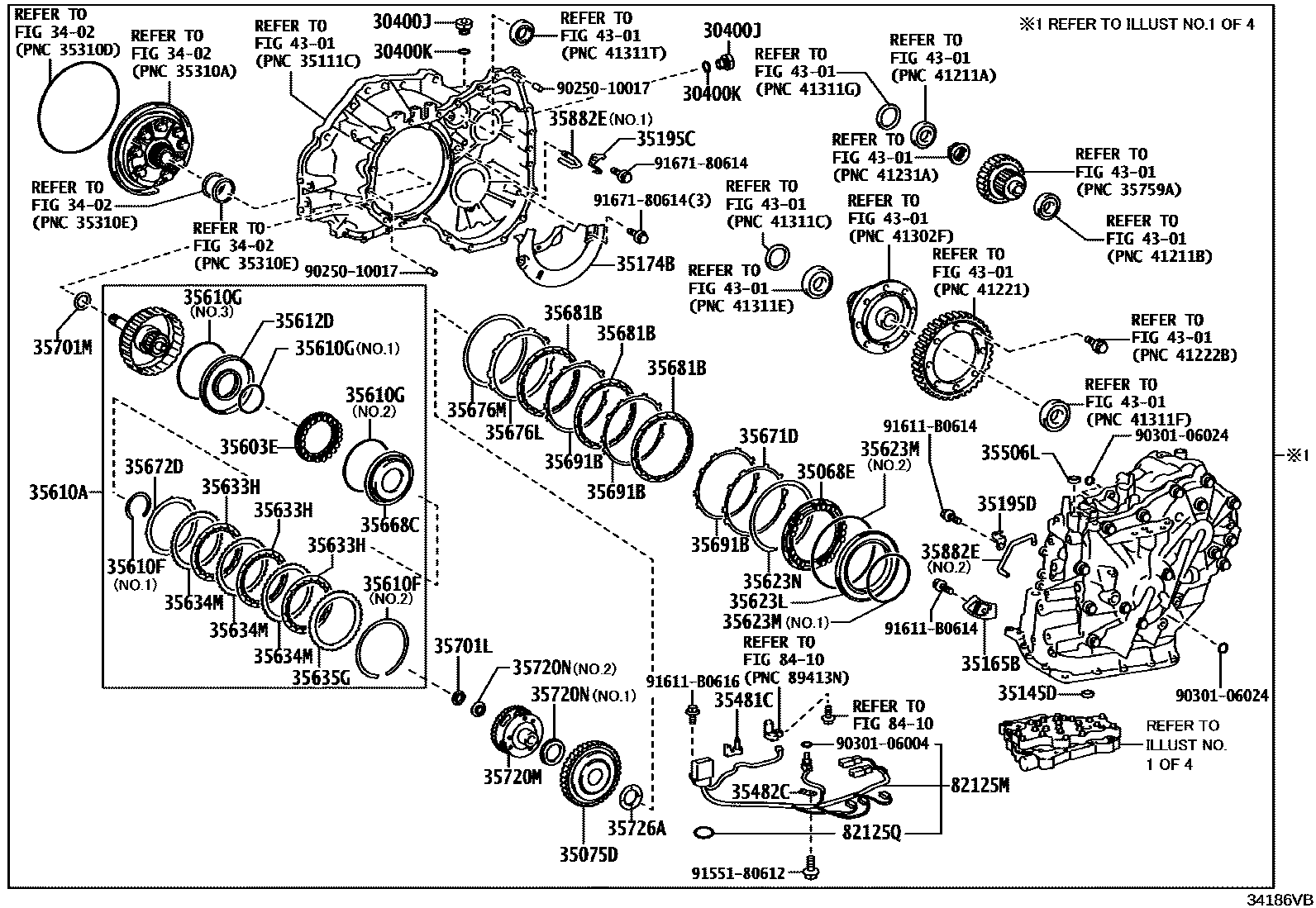 Toyota COROLLA 传动桥总成(CVT) EPC diagram — 34186VB