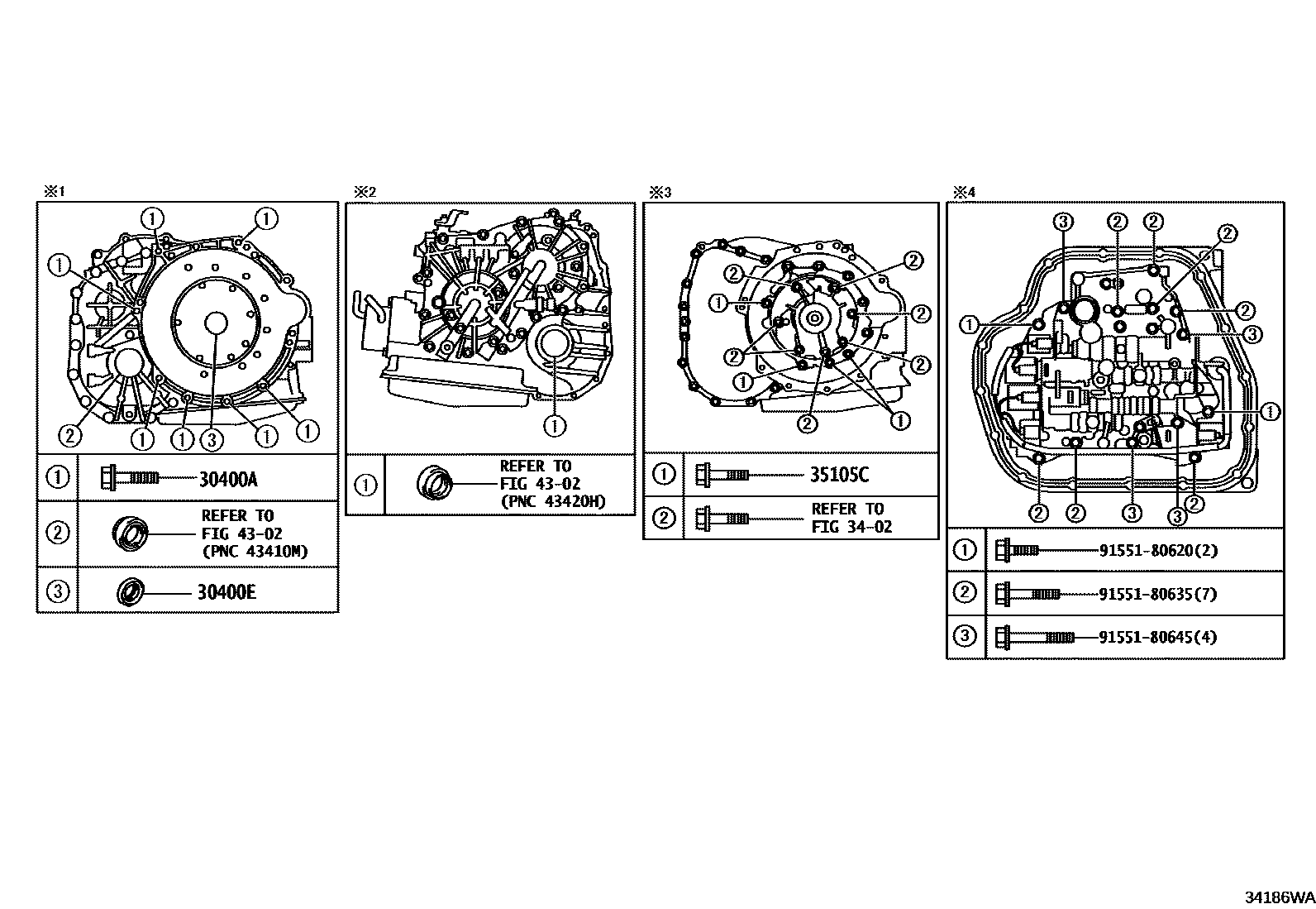 Toyota COROLLA 传动桥总成(CVT) EPC diagram — 34186WA