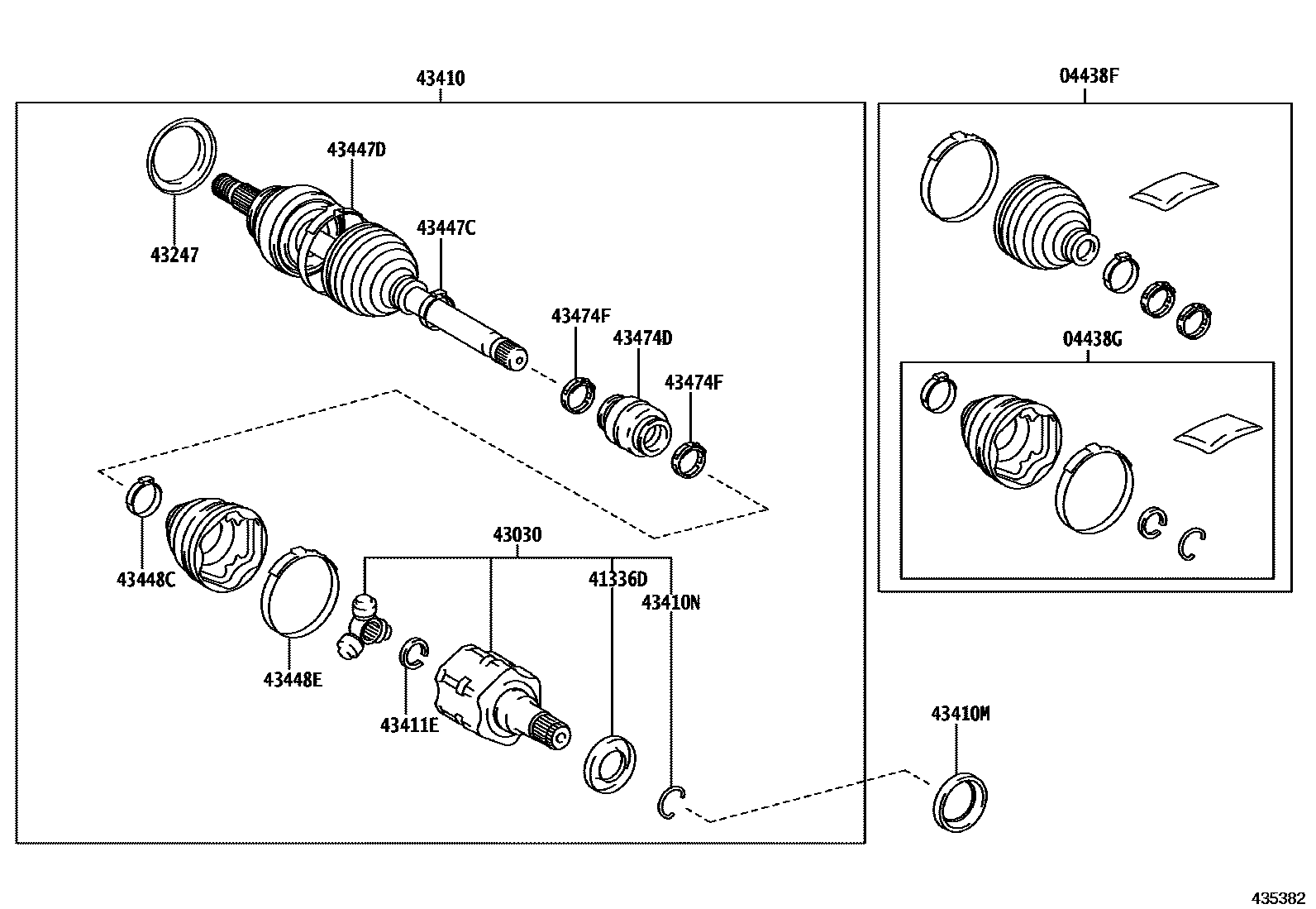 Toyota COROLLA Front Drive Shaft EPC diagram — 435382