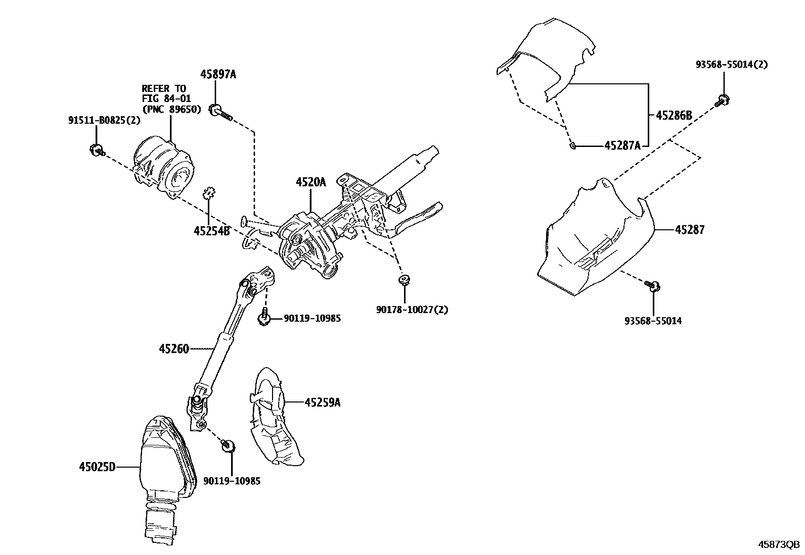 Toyota COROLLA Steering Column & Shaft EPC diagram — 45873QB
