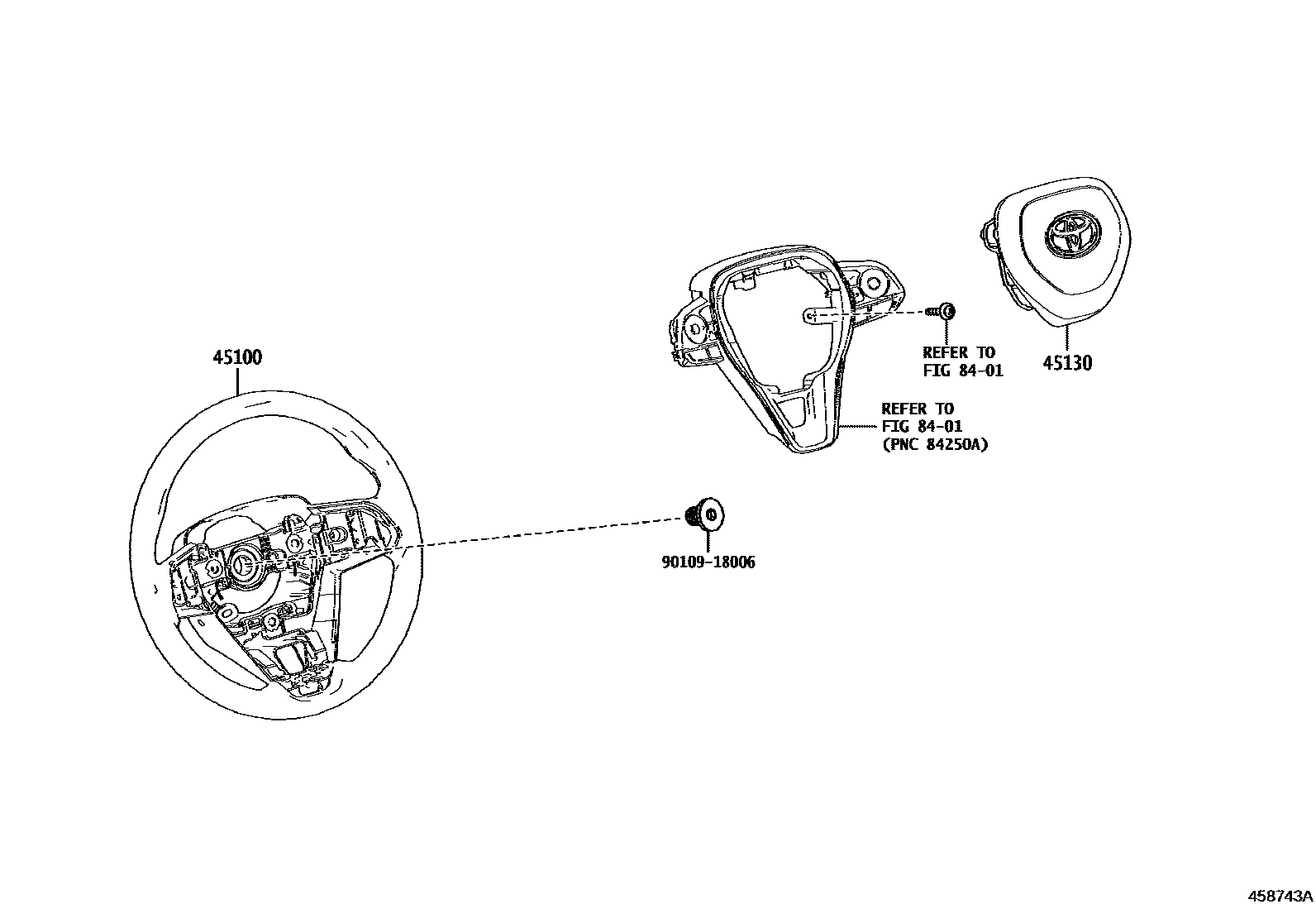 Toyota COROLLA Steering Wheel EPC diagram — 458743A