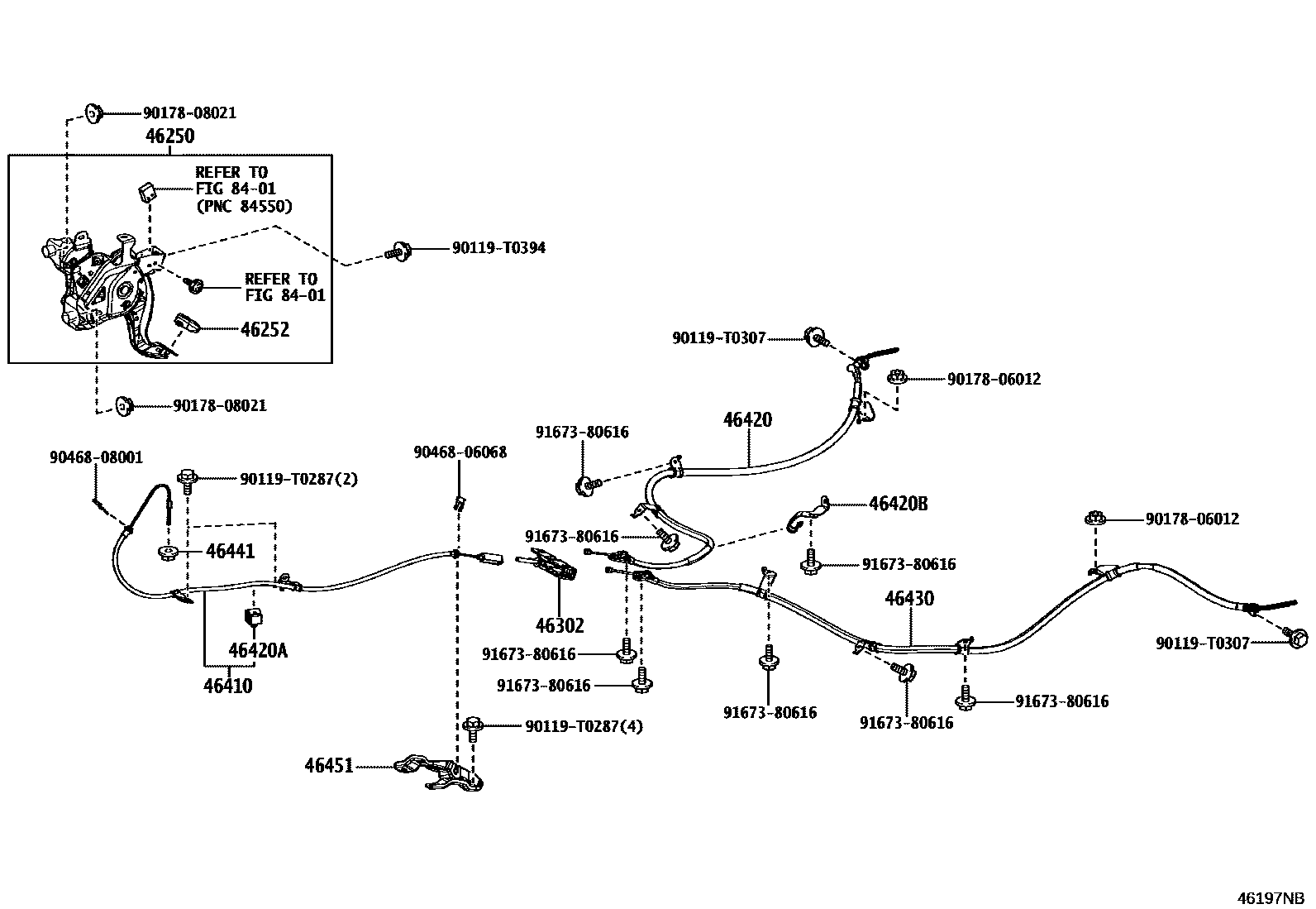Toyota COROLLA Parking Brake & Cable EPC diagram — 46197NB