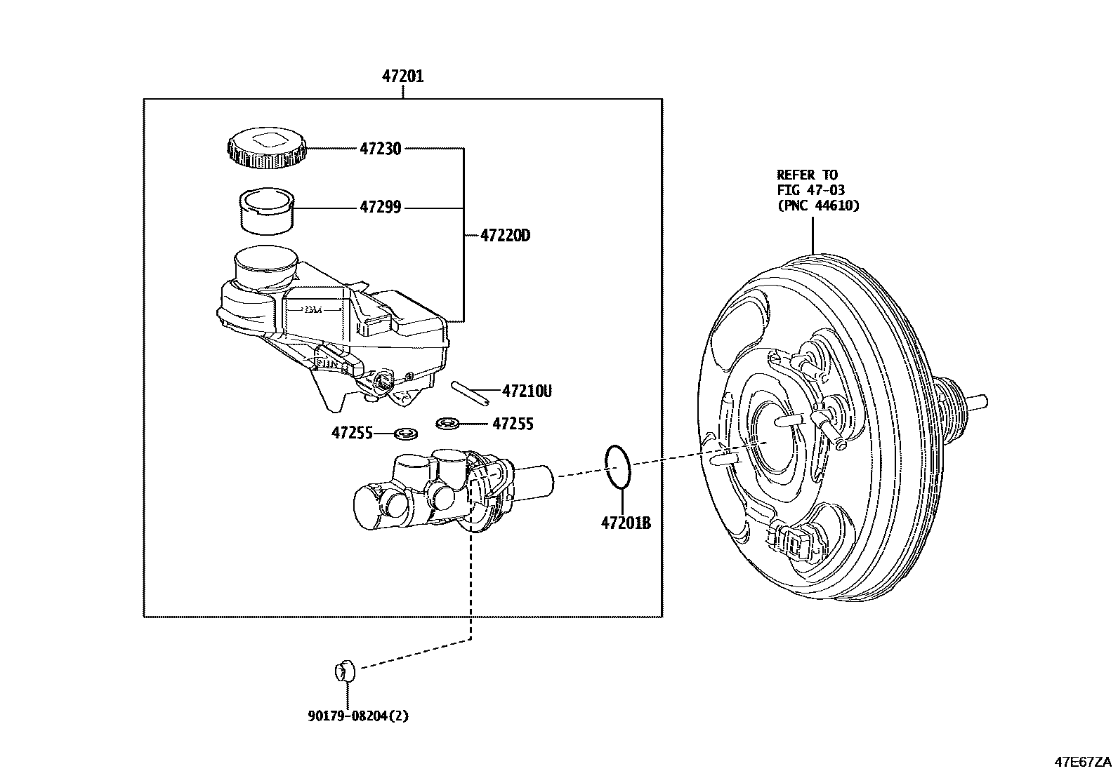 Toyota COROLLA 制动总泵 EPC diagram — 47E67ZA