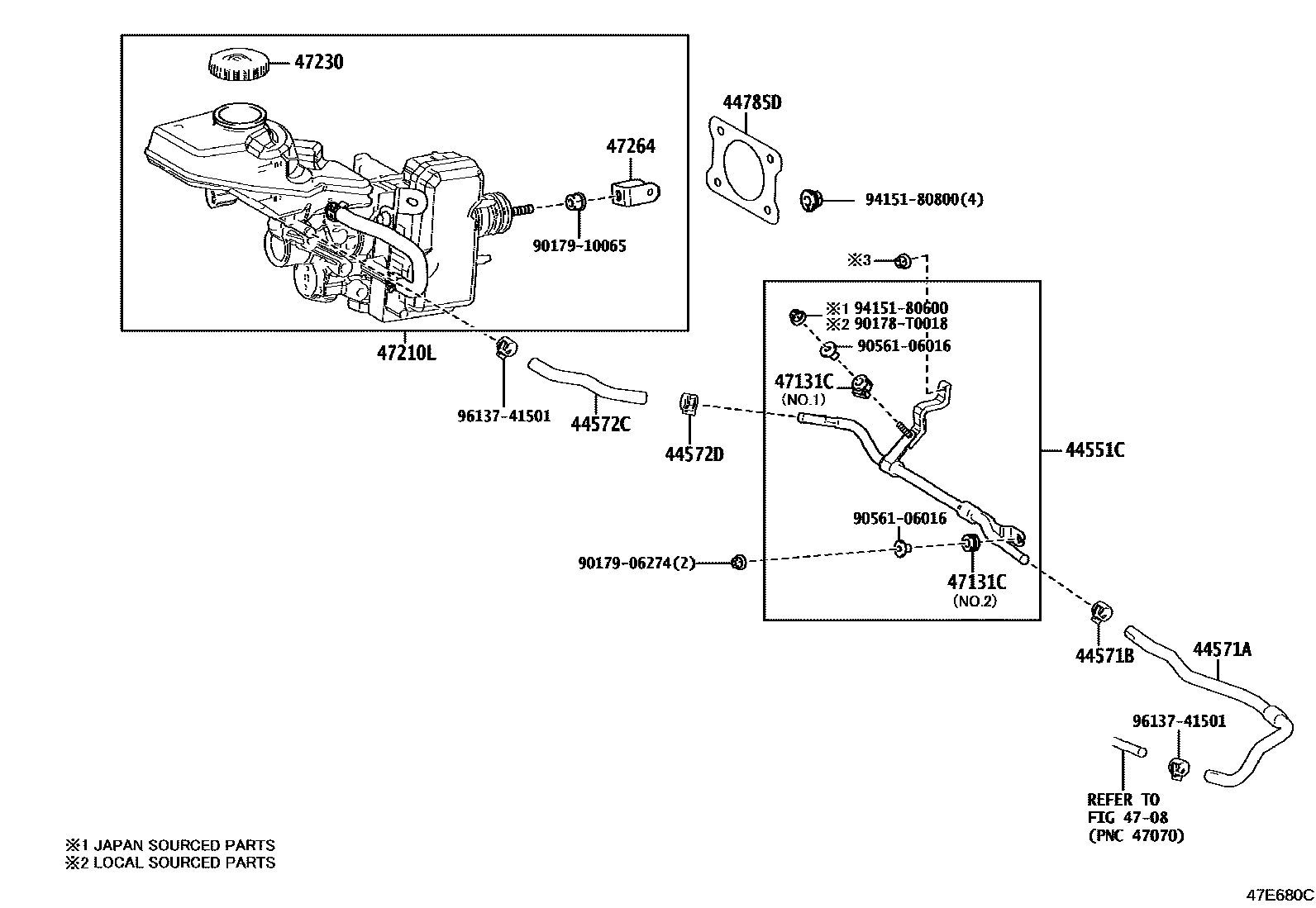 Toyota COROLLA 制动总泵 EPC diagram — 47E680C