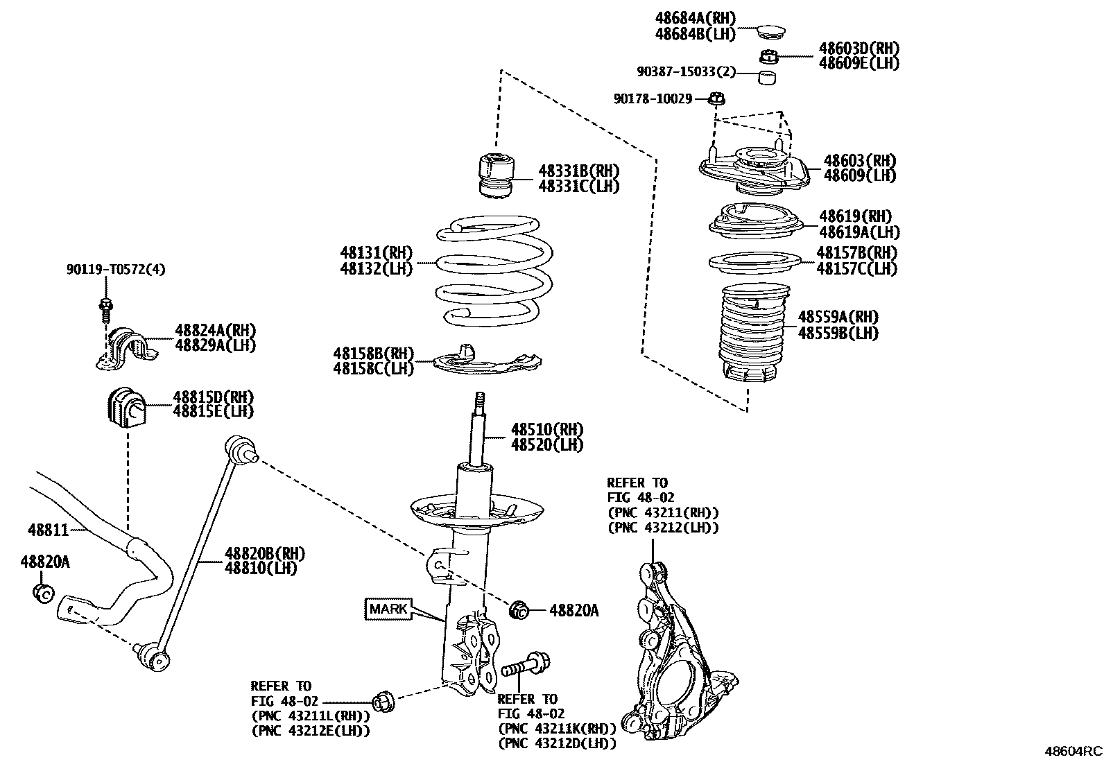 Toyota COROLLA Front Spring & Shock Absorber EPC diagram — 48604RC