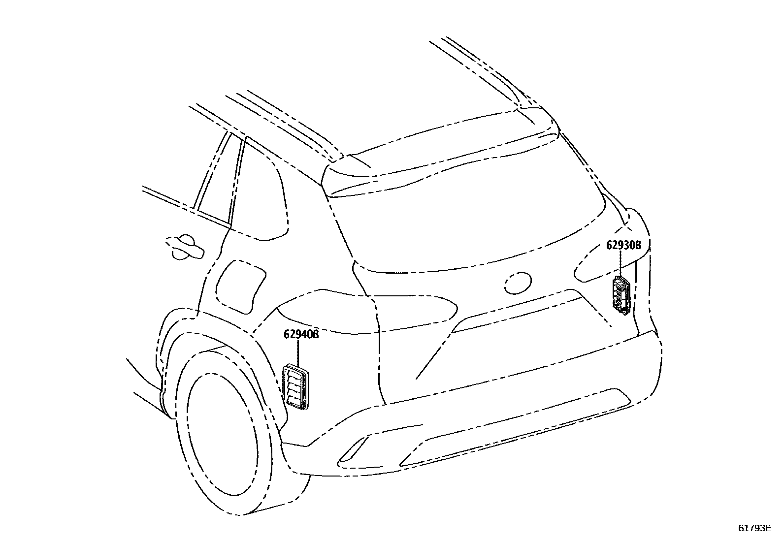 Toyota COROLLA 车侧通风装置 EPC diagram — 61793E