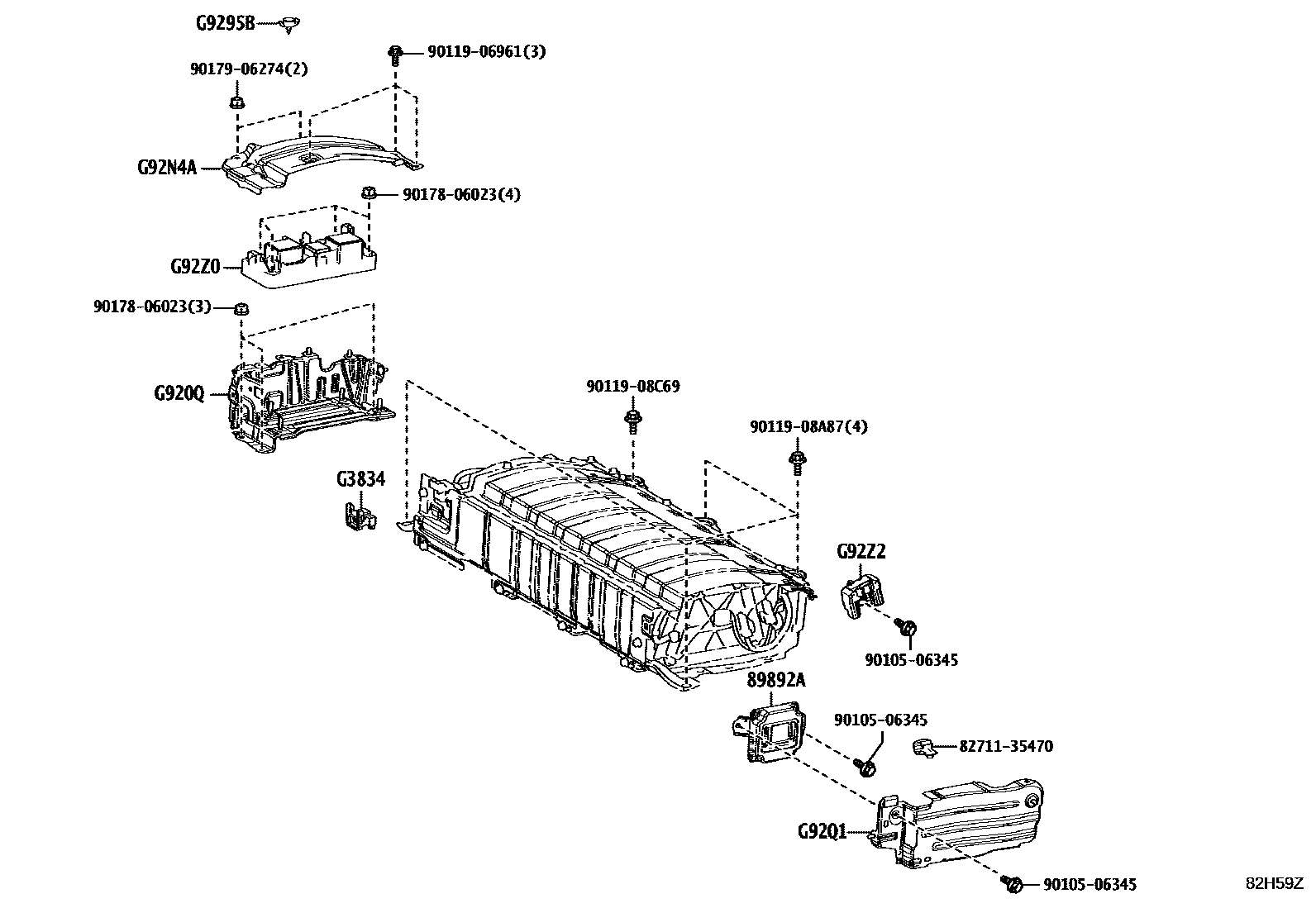 Toyota COROLLA 蓄电池和蓄电池电缆 EPC diagram — 82H59Z