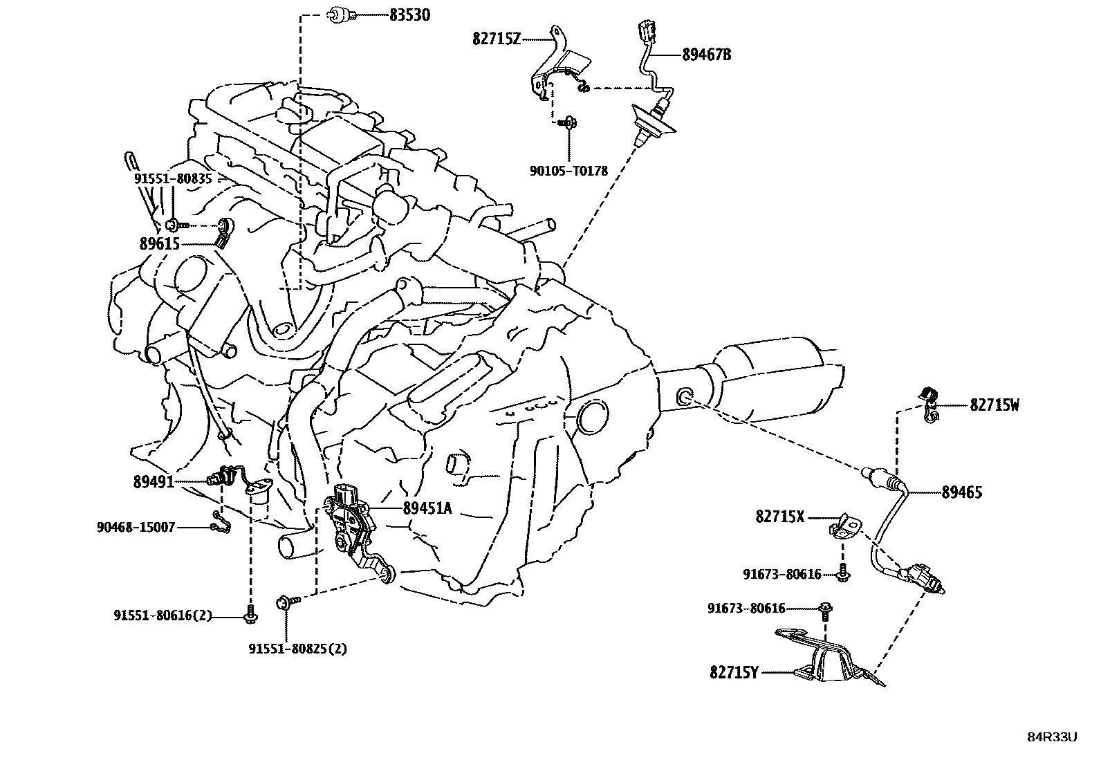 Toyota COROLLA 开关和继电器和ECU EPC diagram — 84R33U
