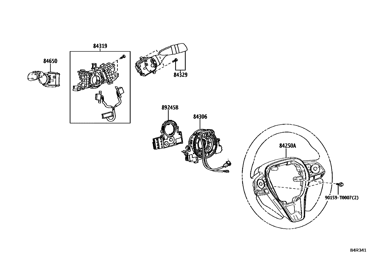 Toyota COROLLA 开关和继电器和ECU EPC diagram — 84R341