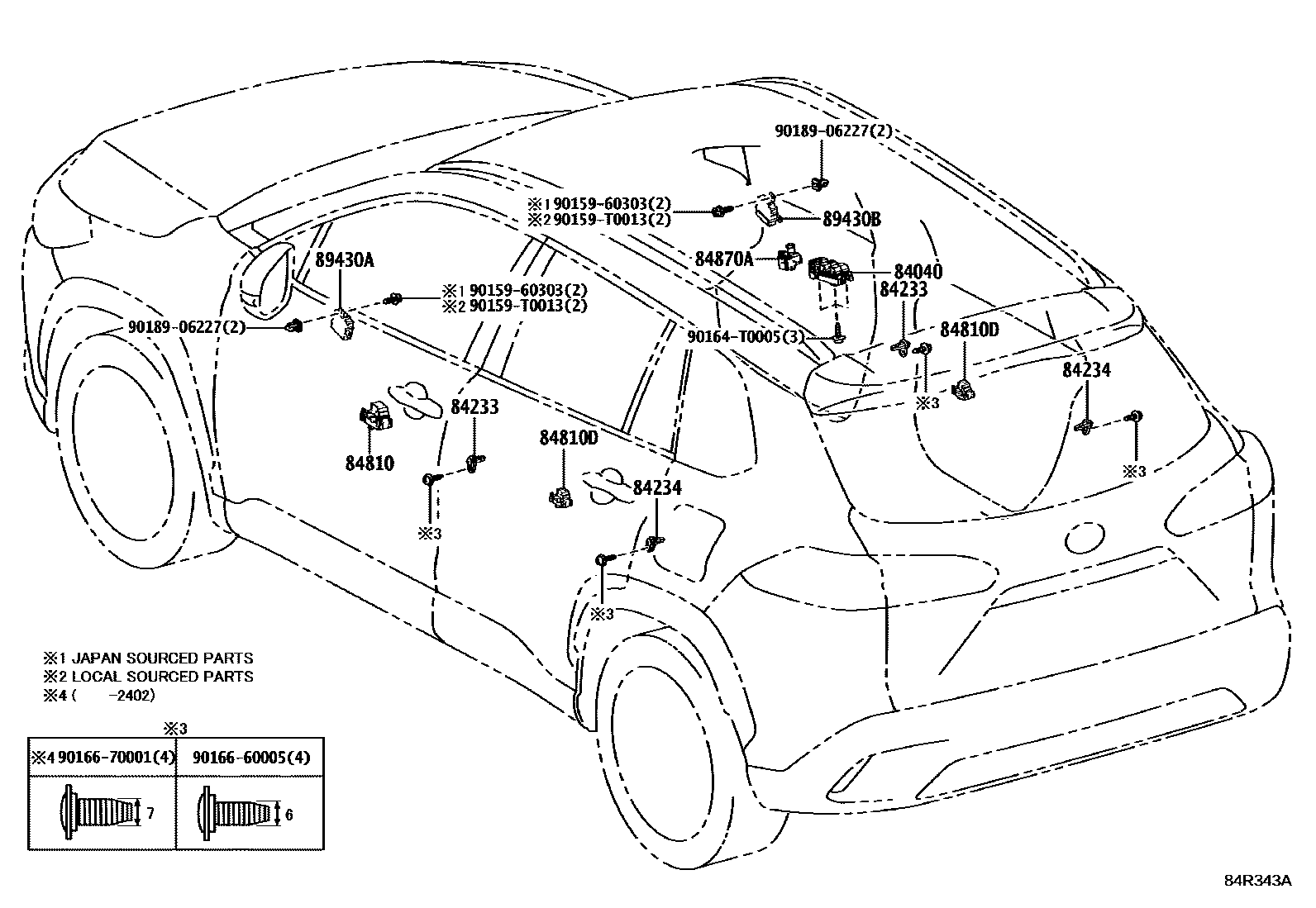 Toyota COROLLA 开关和继电器和ECU EPC diagram — 84R343A