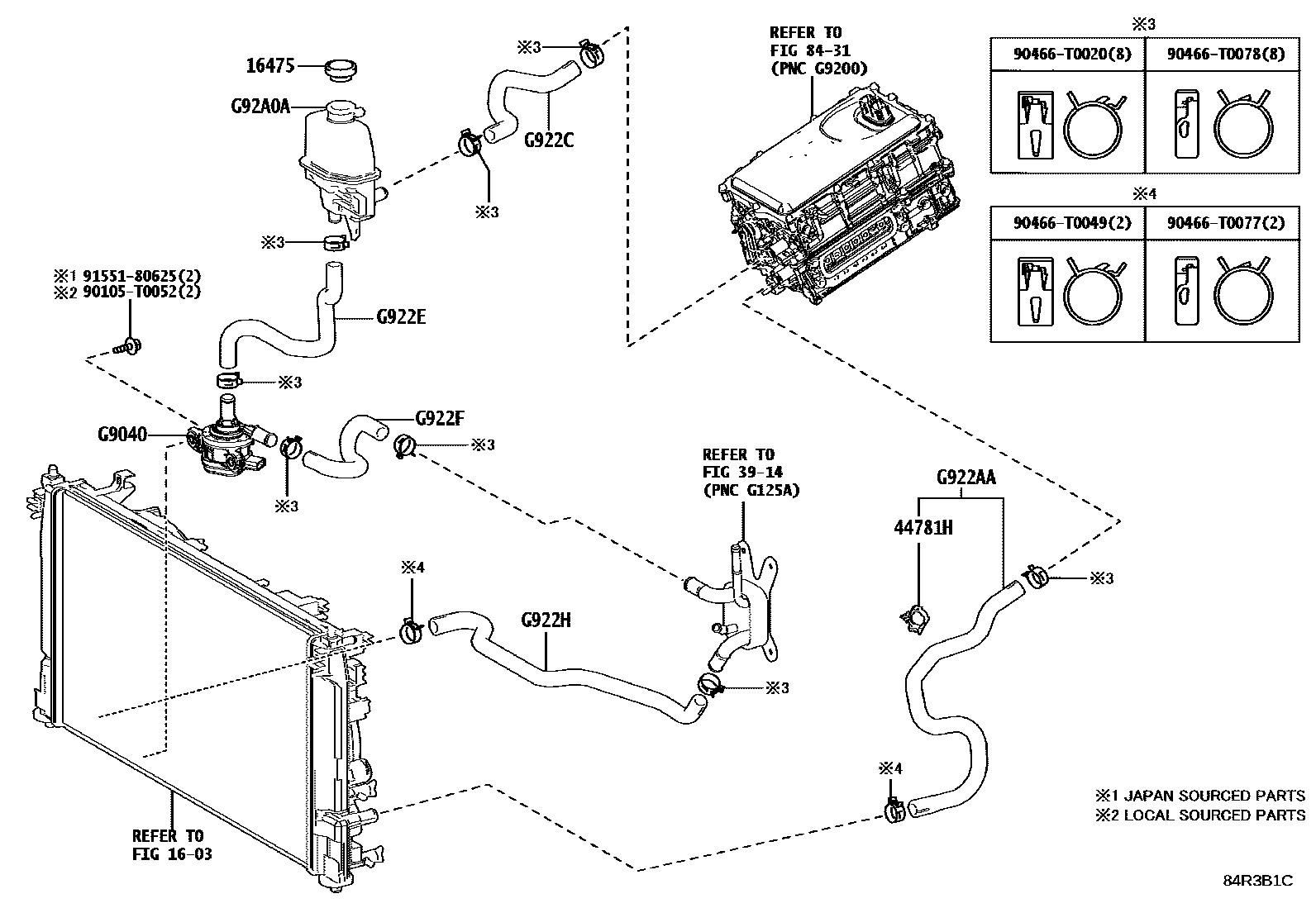 Toyota COROLLA 逆变器冷却系统 EPC diagram — 84R3B1C