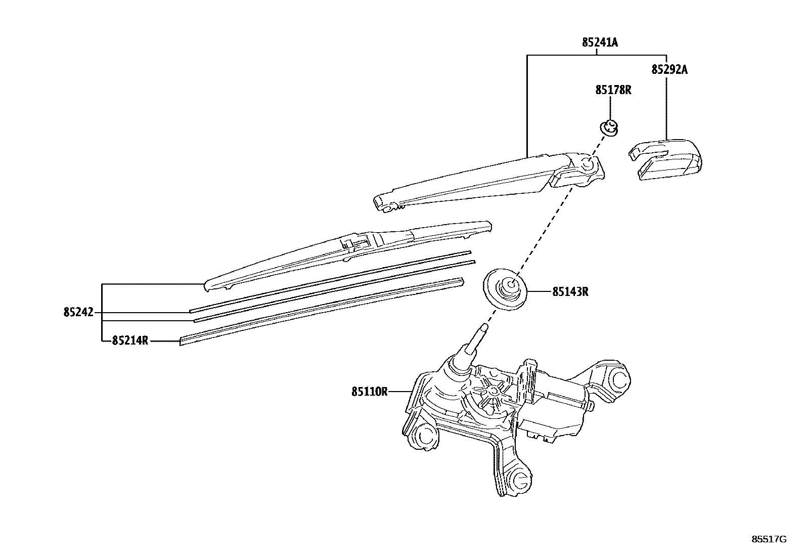 Toyota COROLLA 后刮水器 EPC diagram — 85517G
