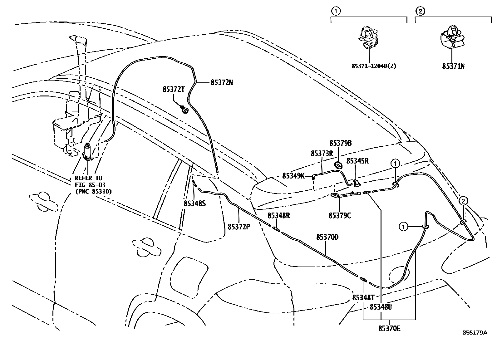 Toyota COROLLA 后清洗器 EPC diagram — 855179A