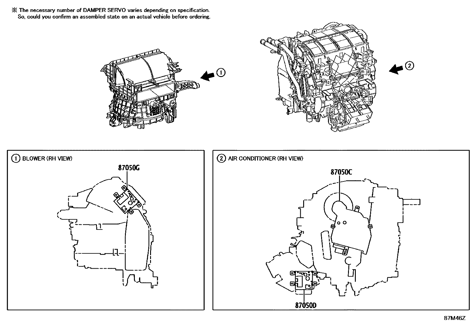 Toyota COROLLA 暖风和空调系统 - 冷却器组件 EPC diagram — 87M46Z