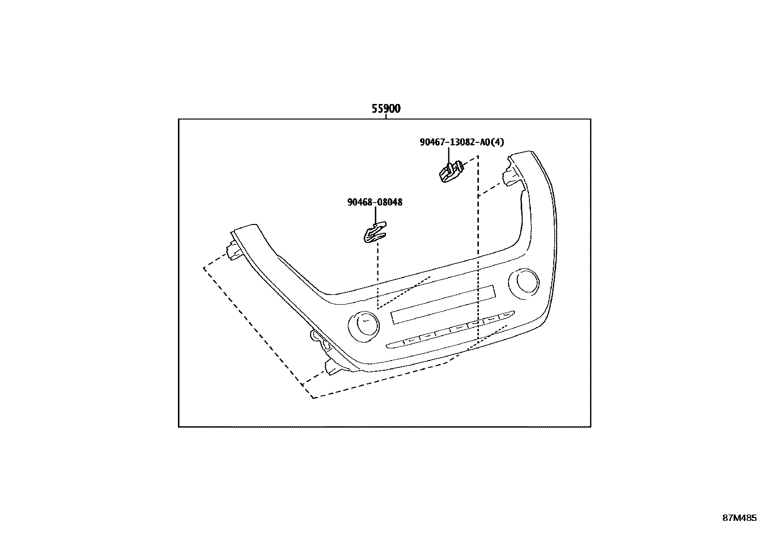 Toyota COROLLA 暖风和空调系统 - 控制器和风管 EPC diagram — 87M485
