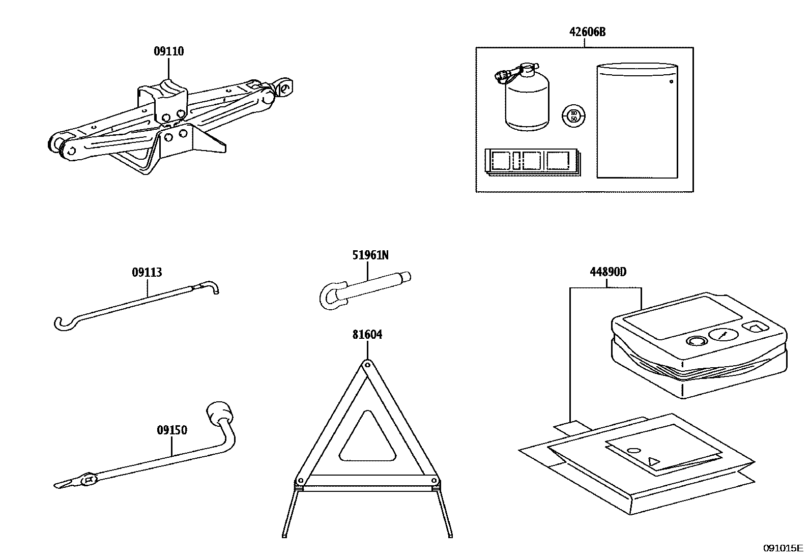 Toyota COROLLA Standard Tools EPC diagram — 091015E