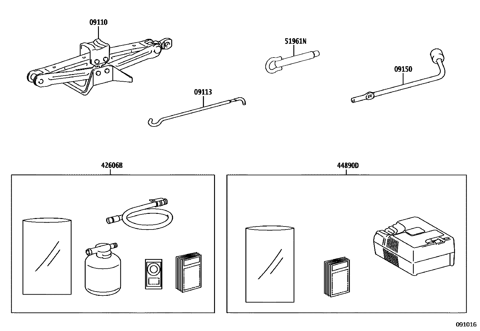 Toyota COROLLA Standard Tools EPC diagram — 091016