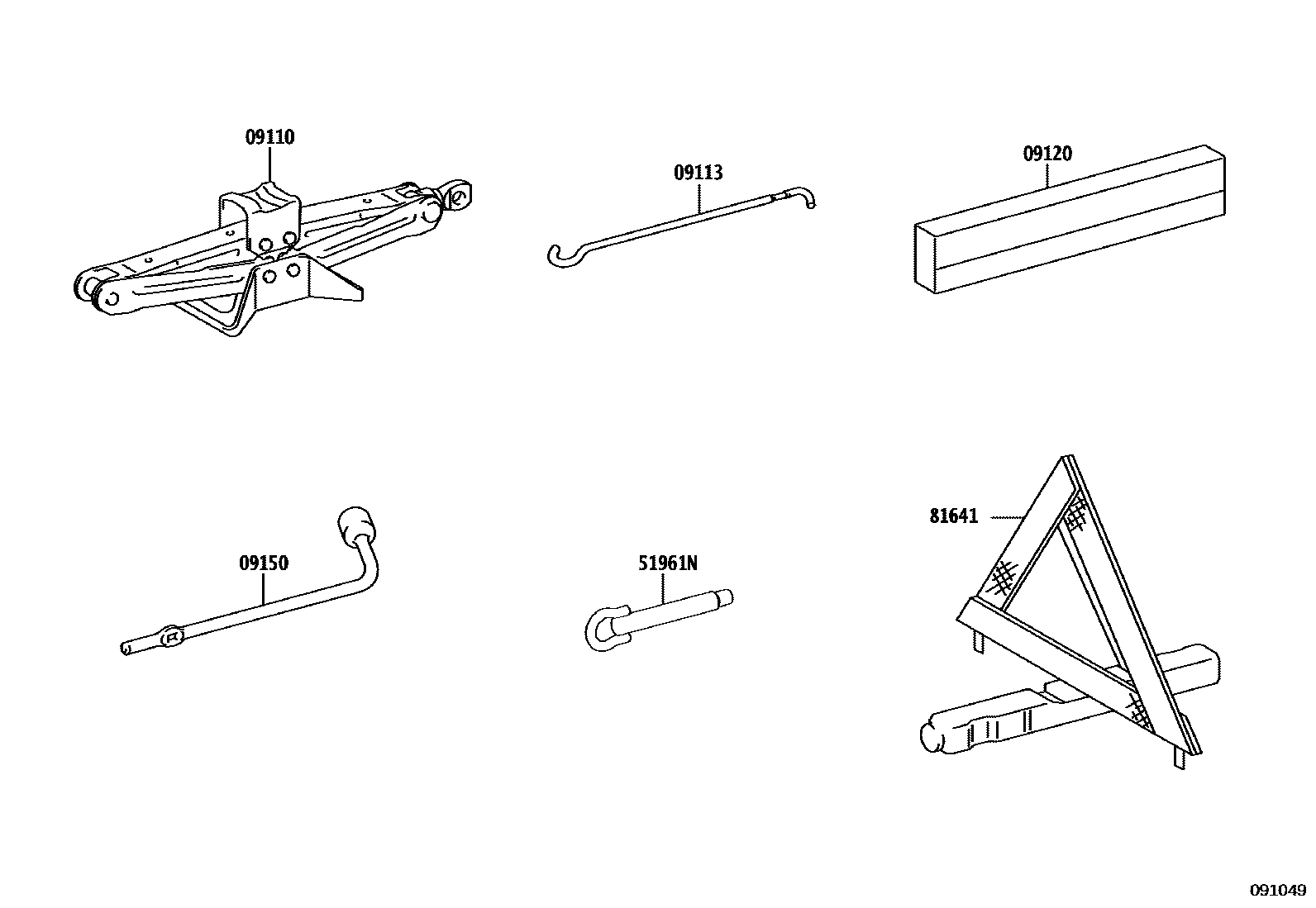 Toyota COROLLA Standard Tools EPC diagram — 091049