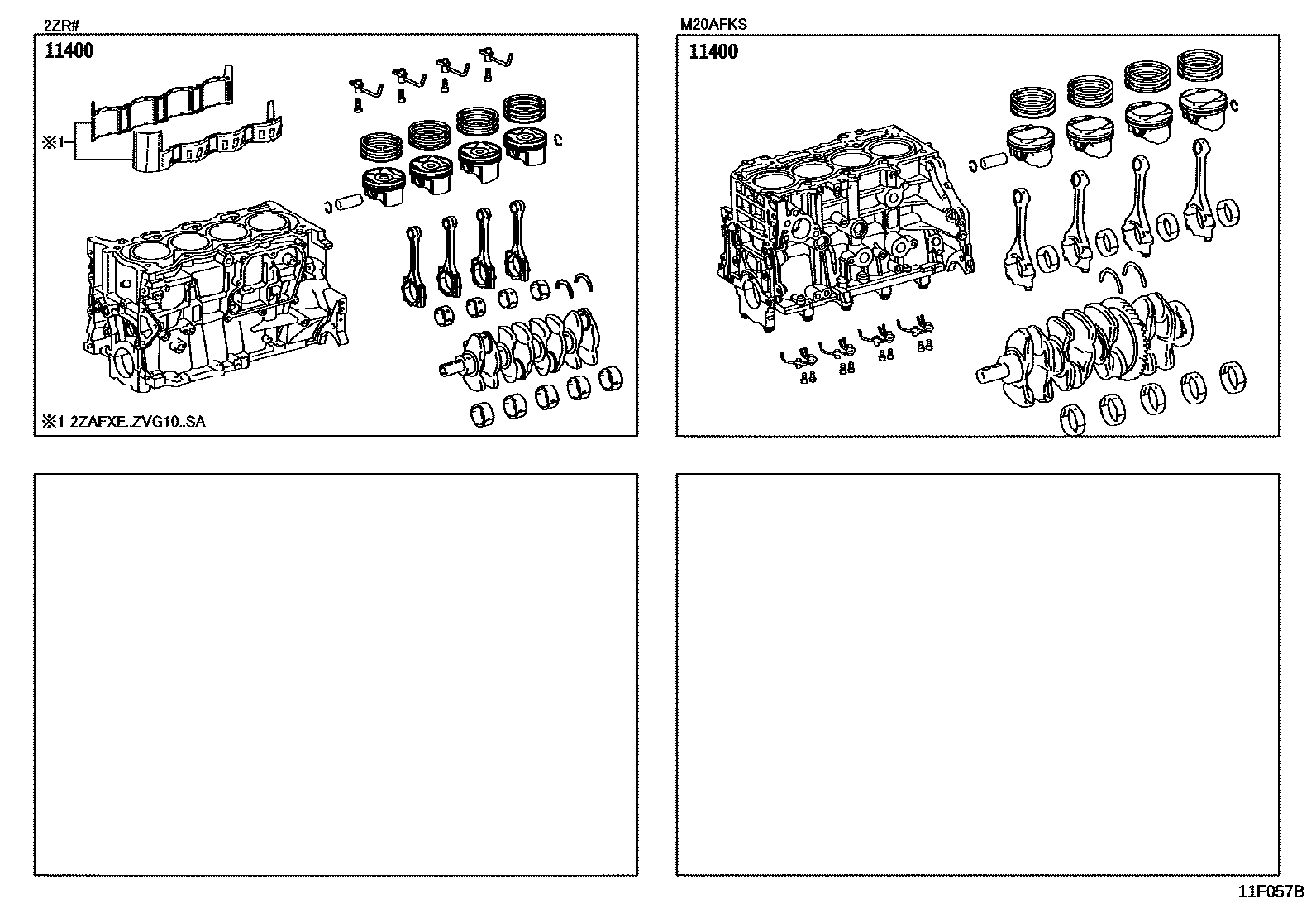 Toyota COROLLA Short Block Assembly EPC diagram — 11F057B