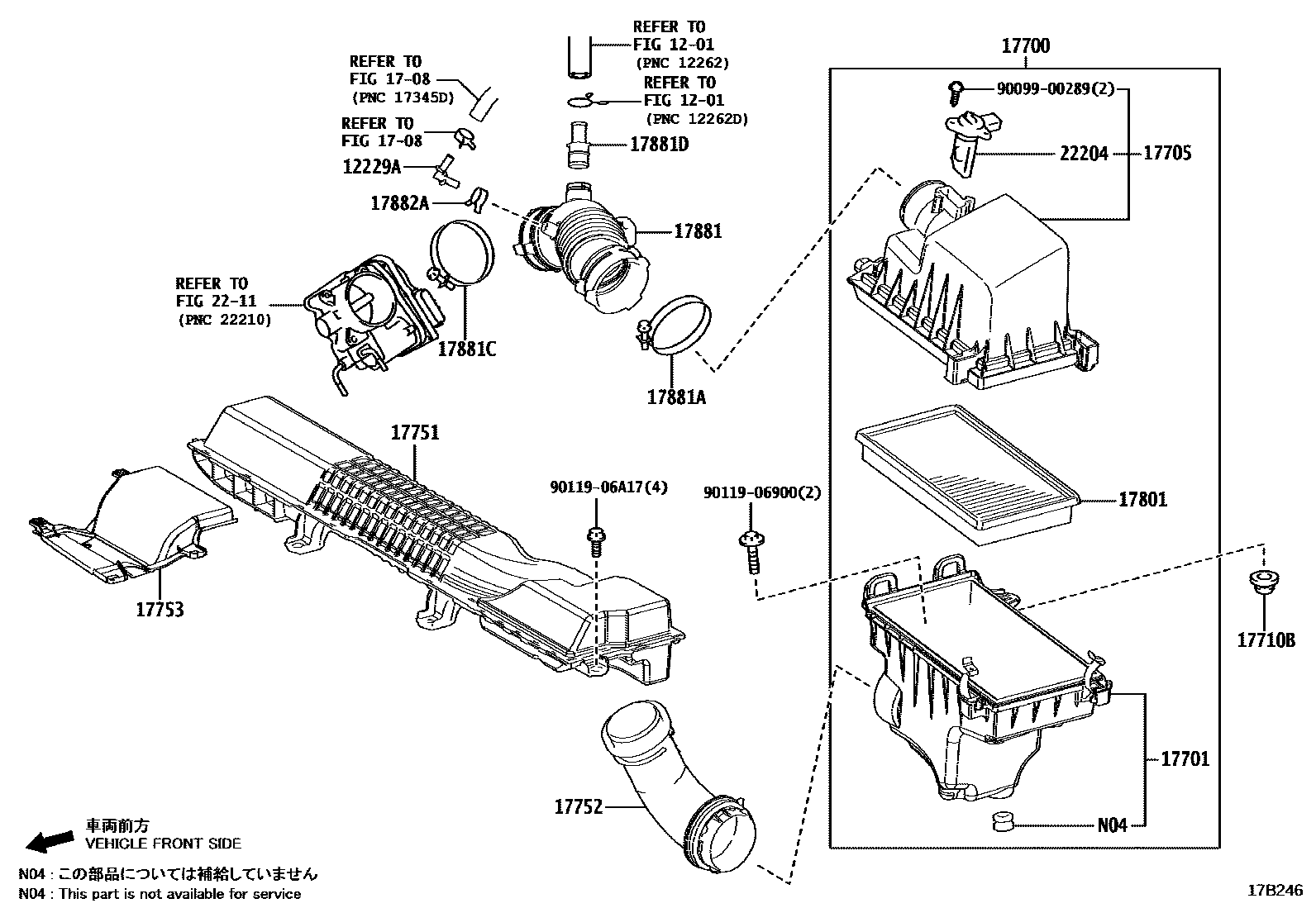 Toyota COROLLA Air Cleaner EPC diagram — 17B246