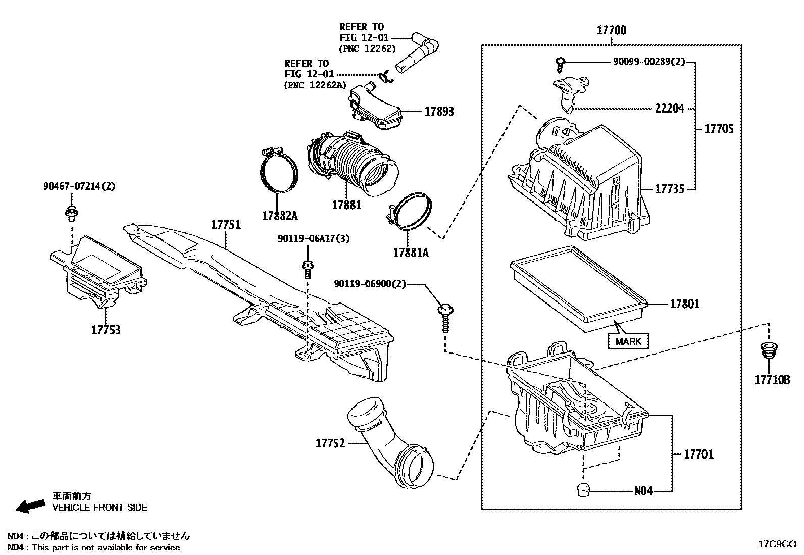 Toyota COROLLA Air Cleaner EPC diagram — 17C9CO