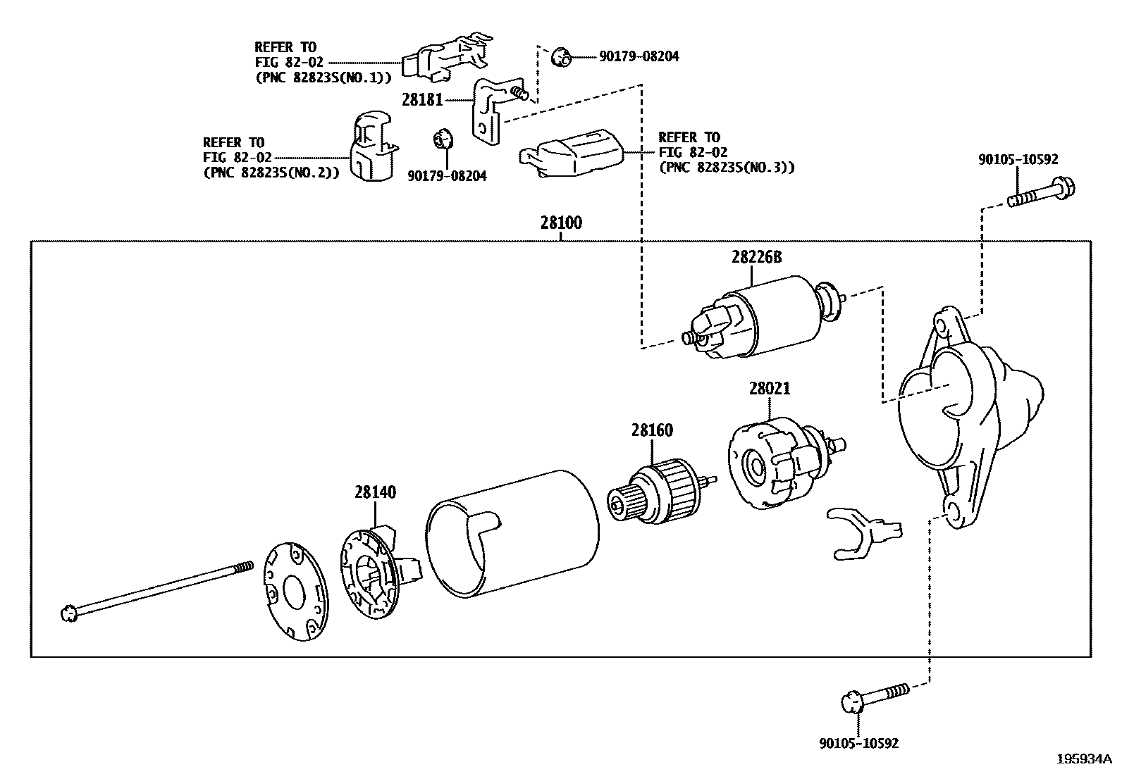 Toyota COROLLA 起动机 EPC diagram — 195934A