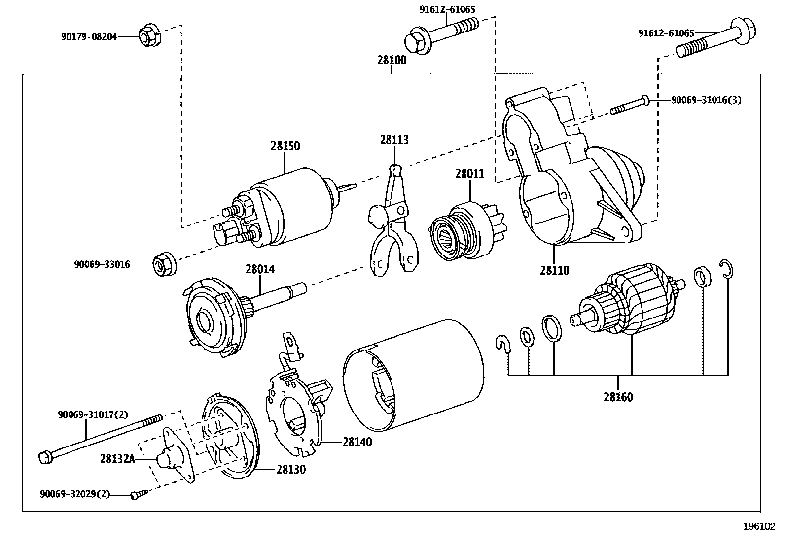 Toyota COROLLA 起动机 EPC diagram — 196102