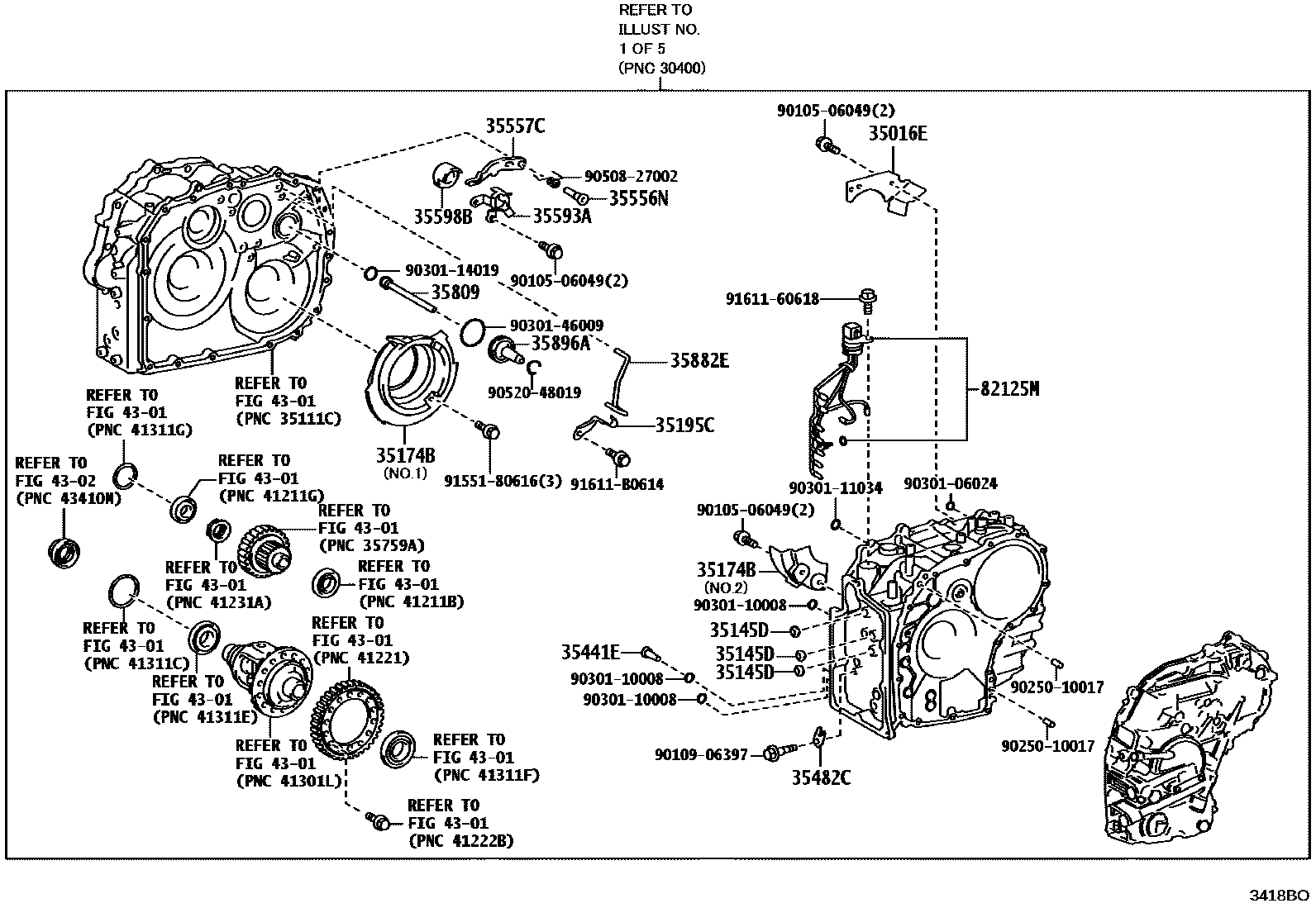 Toyota COROLLA 传动桥总成(CVT) EPC diagram — 3418BO
