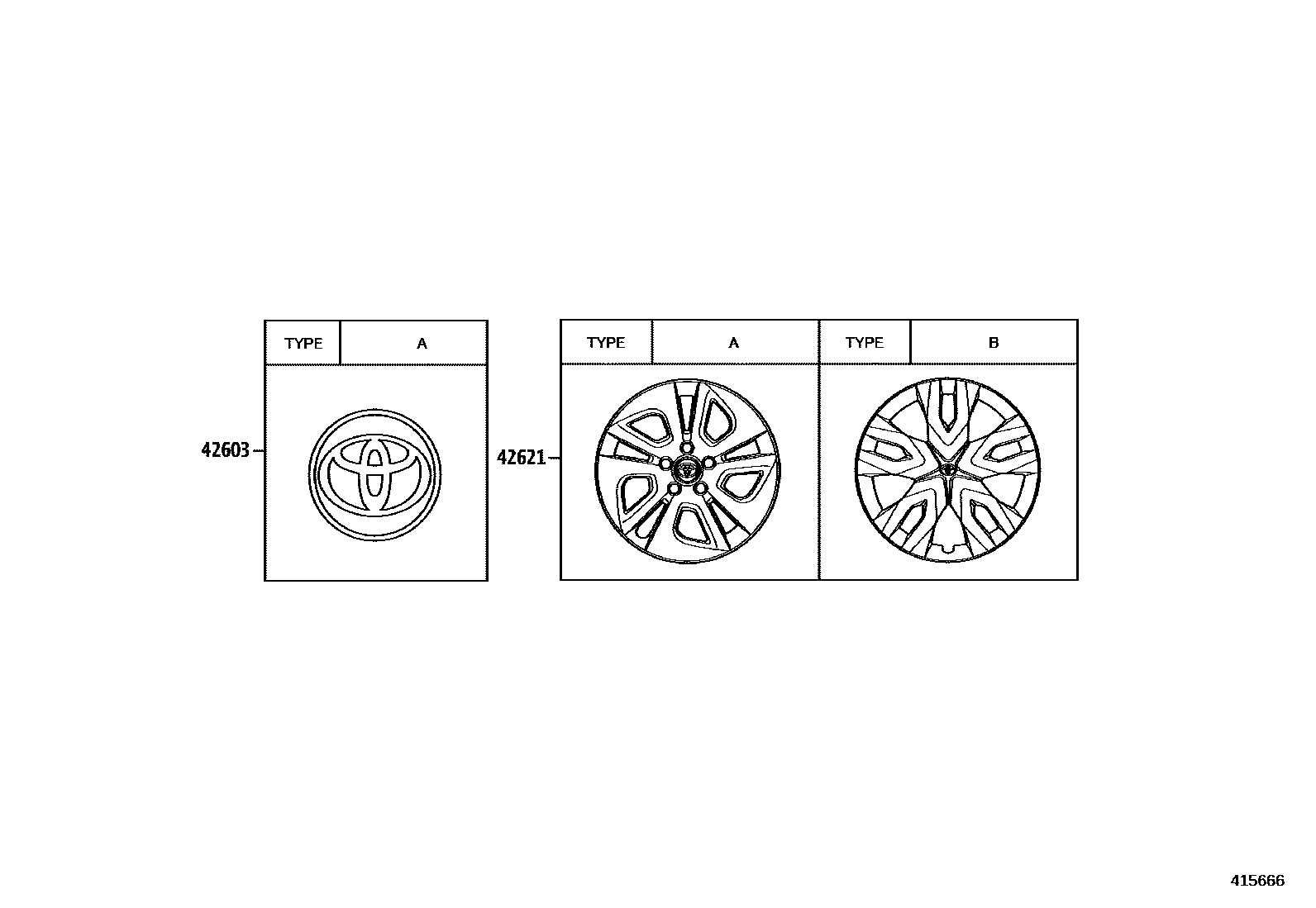 Toyota COROLLA 车轮和车轮盖 EPC diagram — 415666