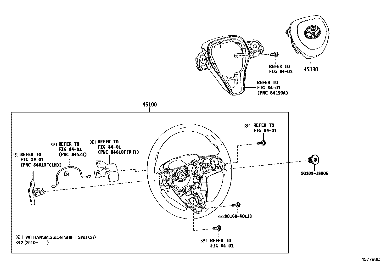 Toyota COROLLA Steering Wheel EPC diagram — 457798D