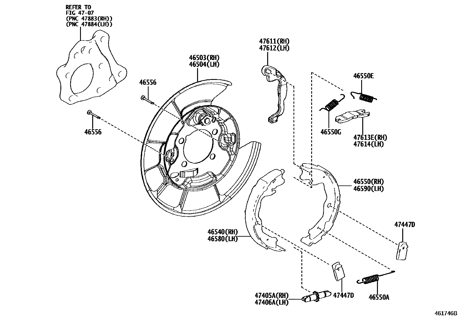 Toyota COROLLA Parking Brake & Cable EPC diagram — 461746B