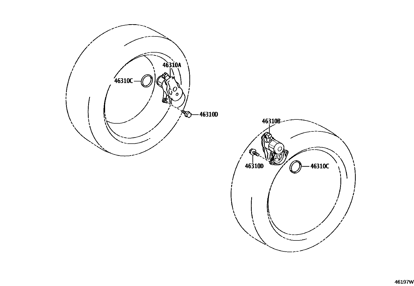 Toyota COROLLA Parking Brake & Cable EPC diagram — 46197W