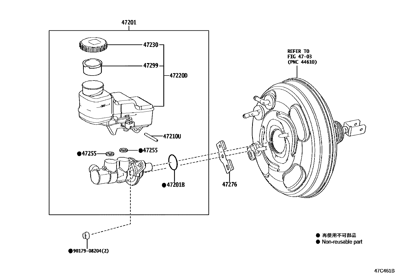Toyota COROLLA 制动总泵 EPC diagram — 47C461B