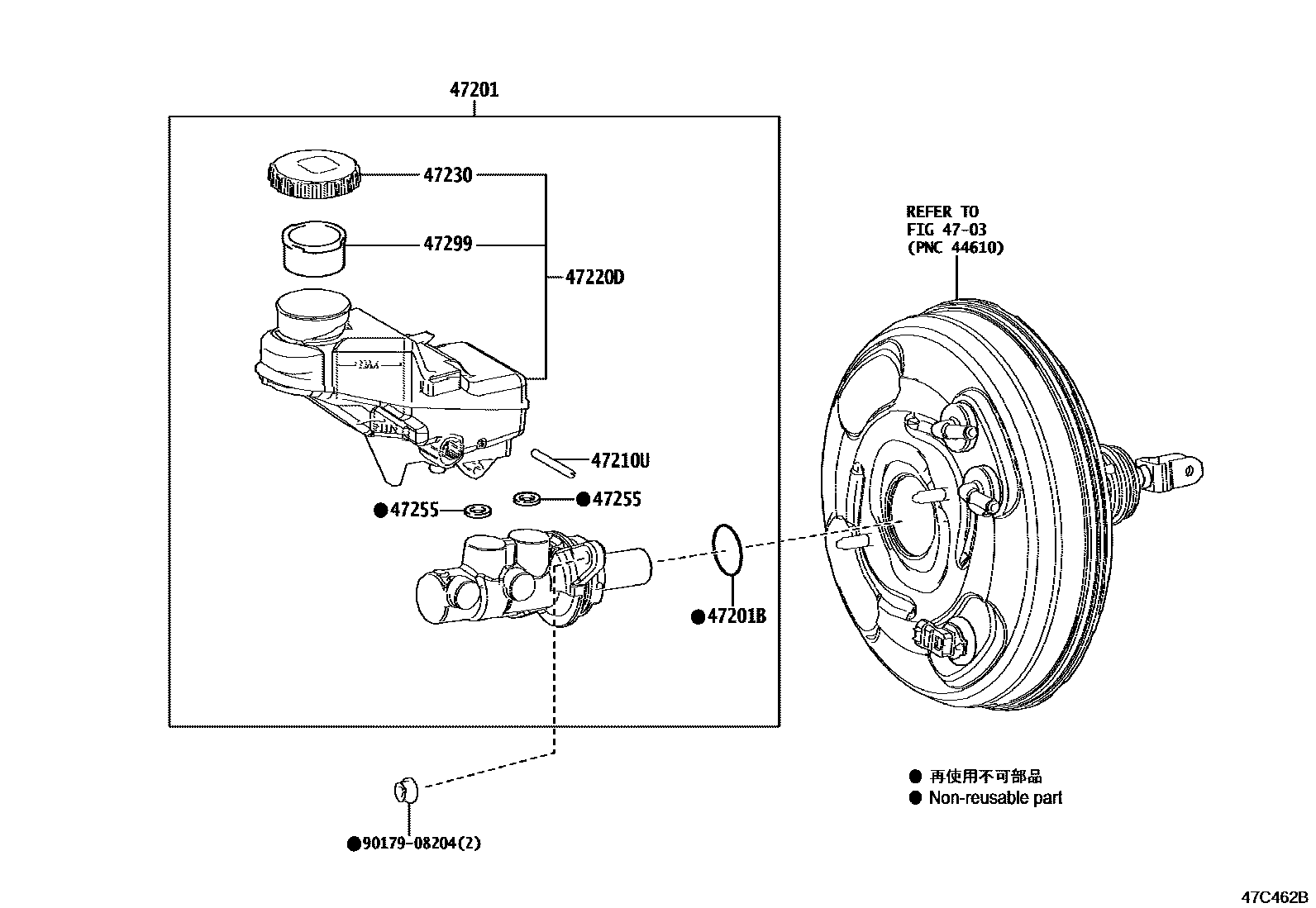Toyota COROLLA 制动总泵 EPC diagram — 47C462B