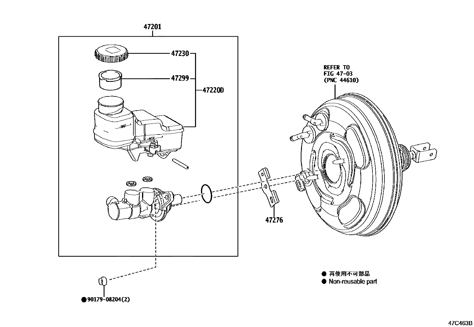 Toyota COROLLA 制动总泵 EPC diagram — 47C463B