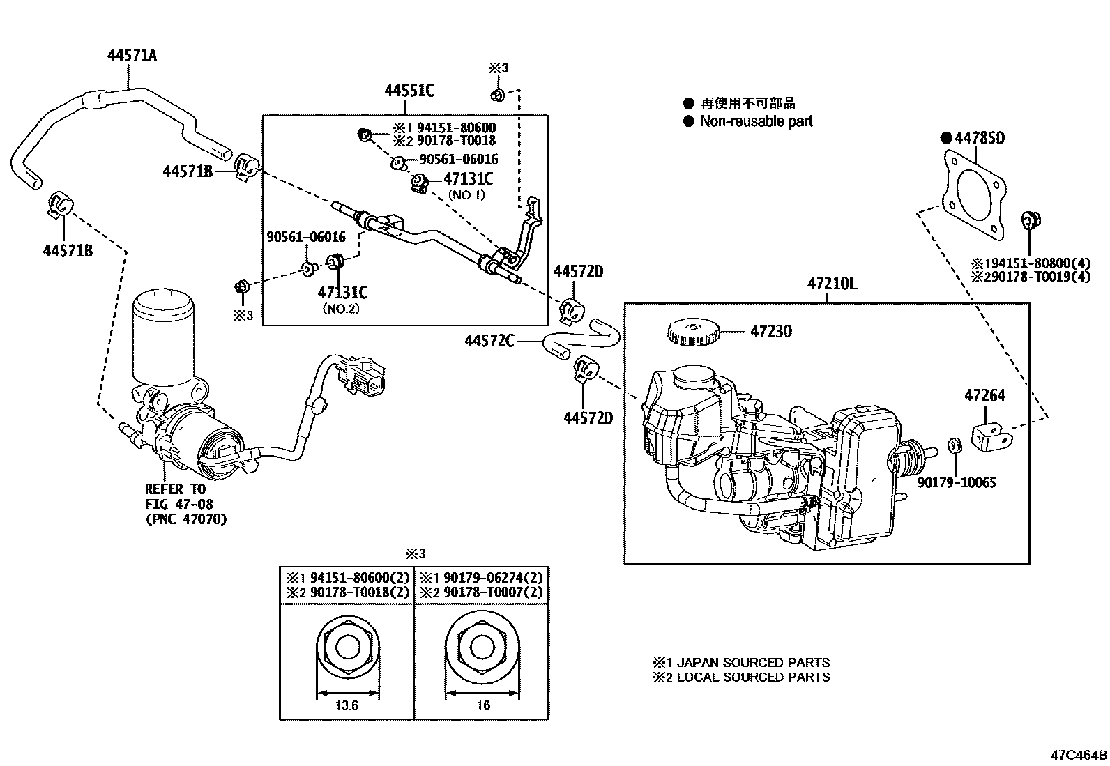 Toyota COROLLA 制动总泵 EPC diagram — 47C464B