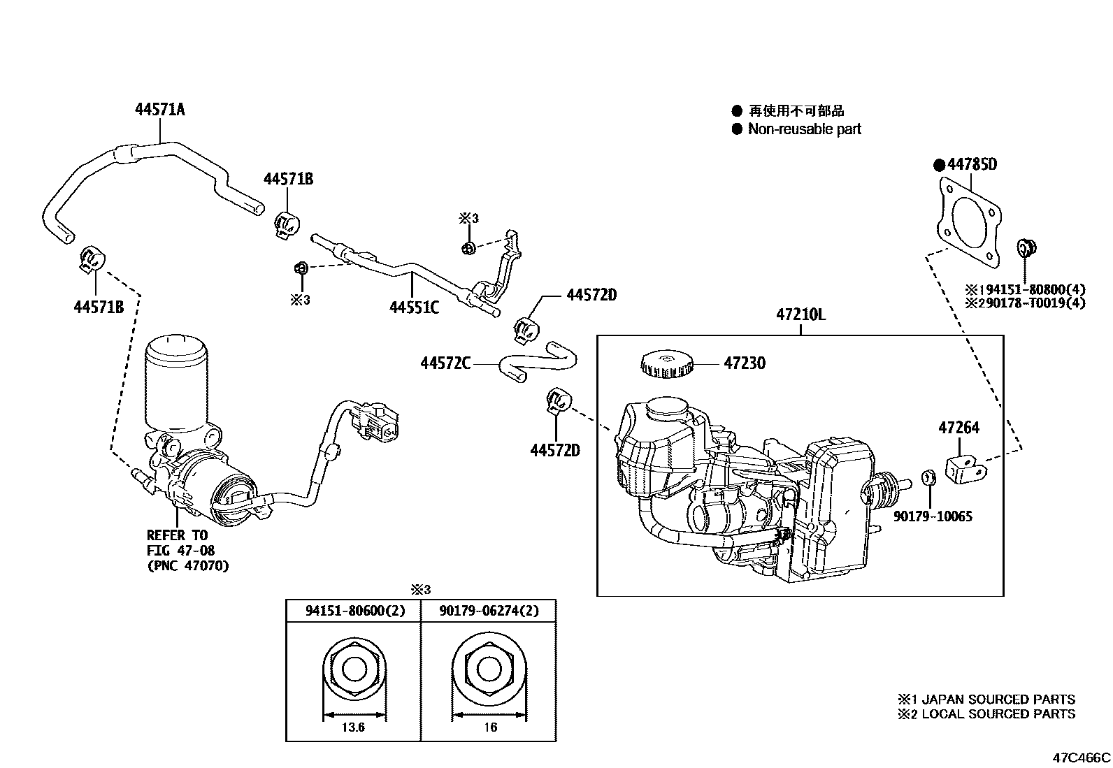 Toyota COROLLA 制动总泵 EPC diagram — 47C466C