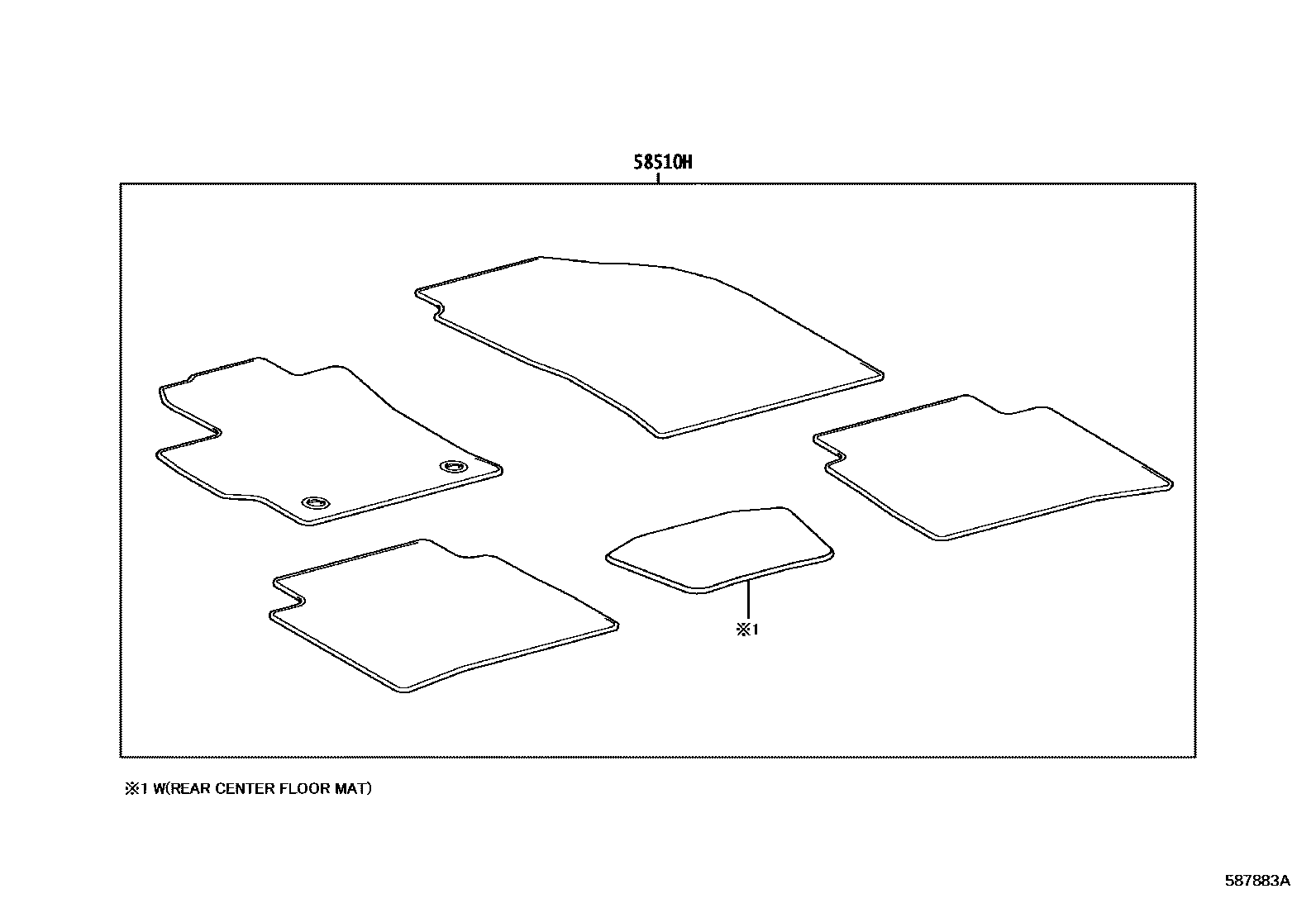 Toyota COROLLA 地板垫和地毯 EPC diagram — 587883A