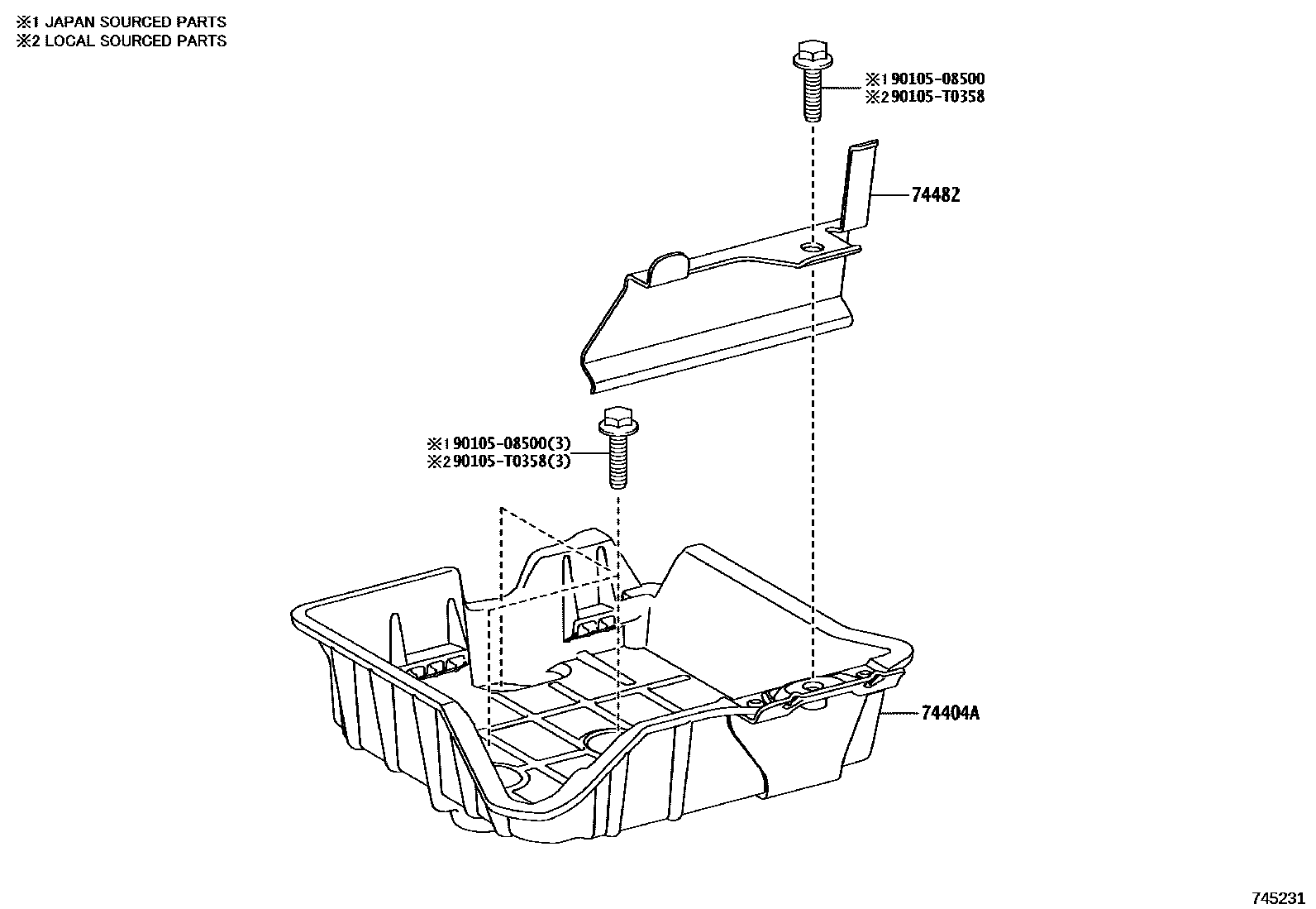 Toyota COROLLA battery holder EPC diagram — 745231